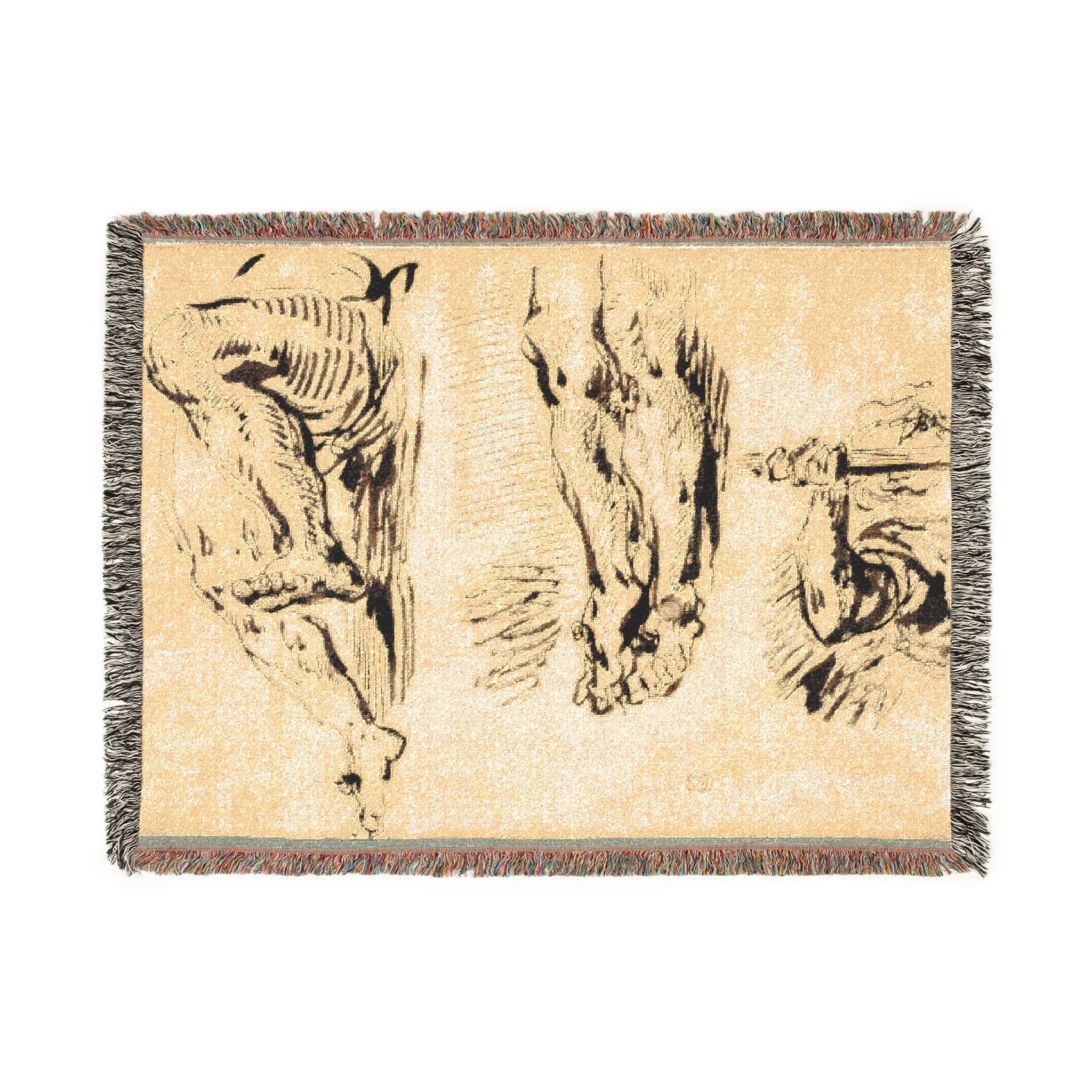 Eugène Delacroix - Study of Arms and Legs of Christ Crucified | Woven Tapestry Blanket - Image 10