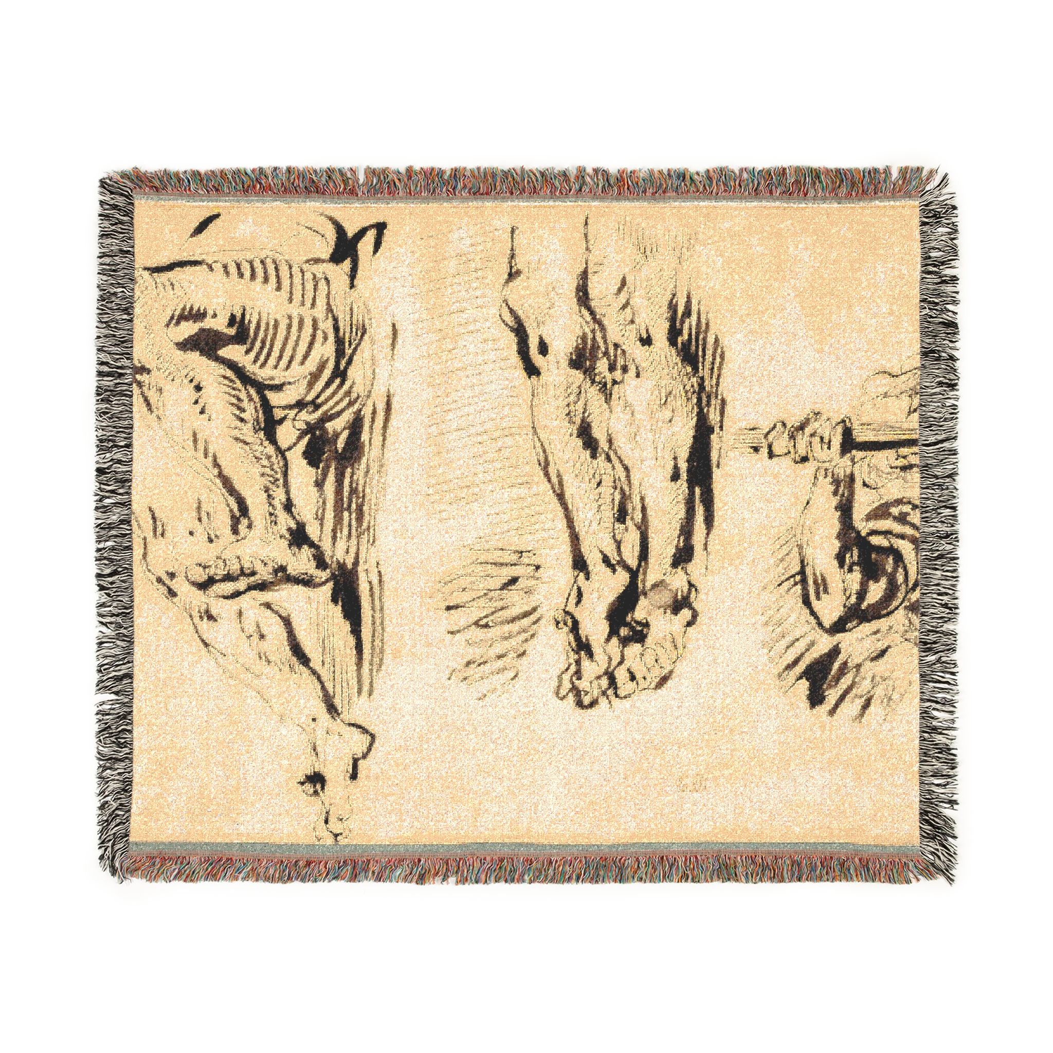 Eugène Delacroix - Study of Arms and Legs of Christ Crucified | Woven Tapestry Blanket - Image 7