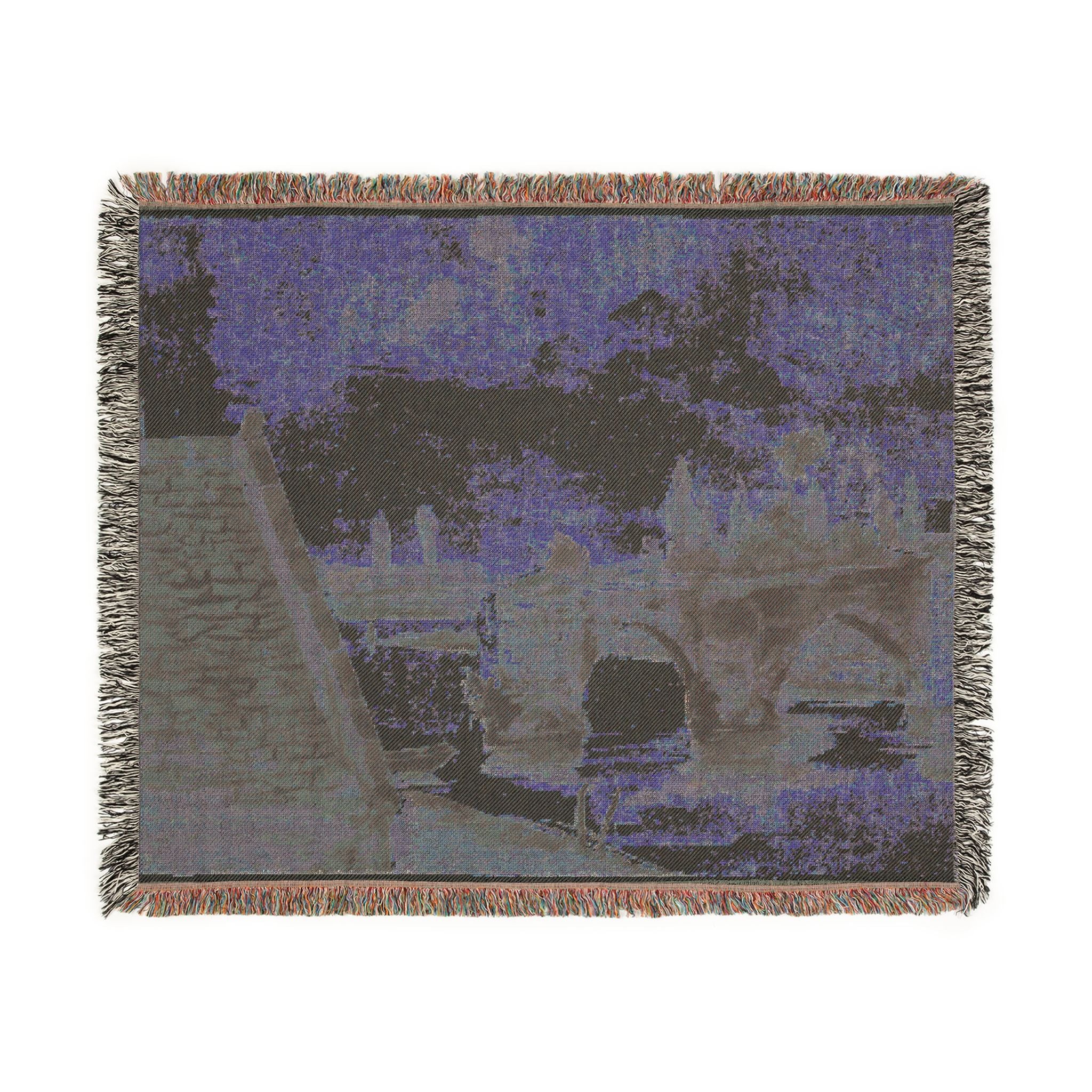 Eugène Delacroix - The Old Bridge at Mantes | Woven Tapestry Blanket - Image 8