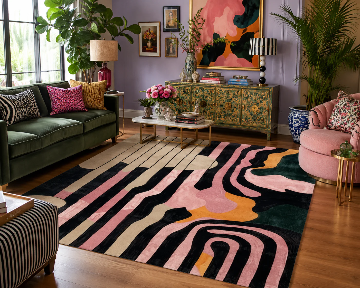 Evolving Shapes Hand Tufted Rug - Blush pink - Image 2