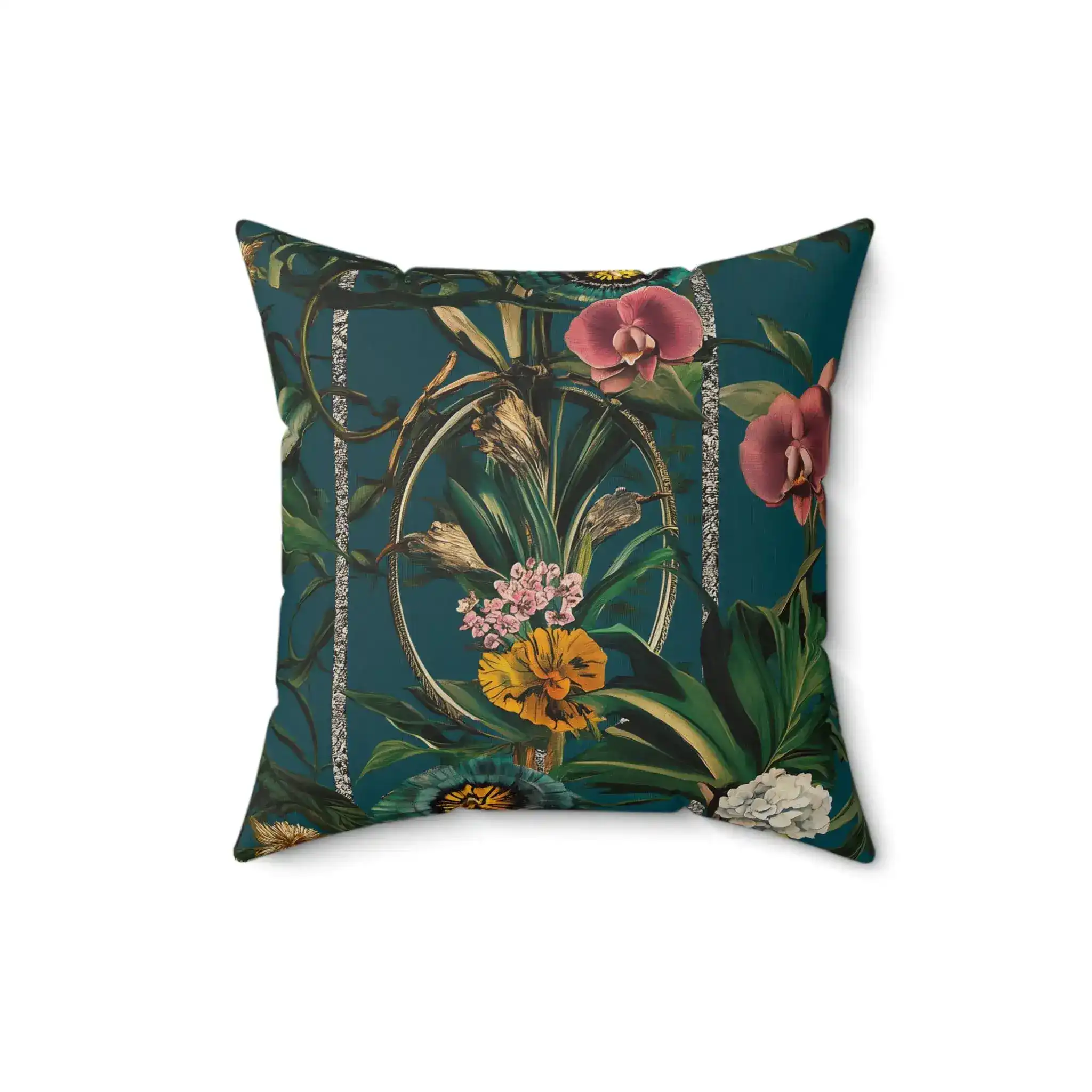 Exotic Floral and Orchid Garden Throw Pillow - Image 3