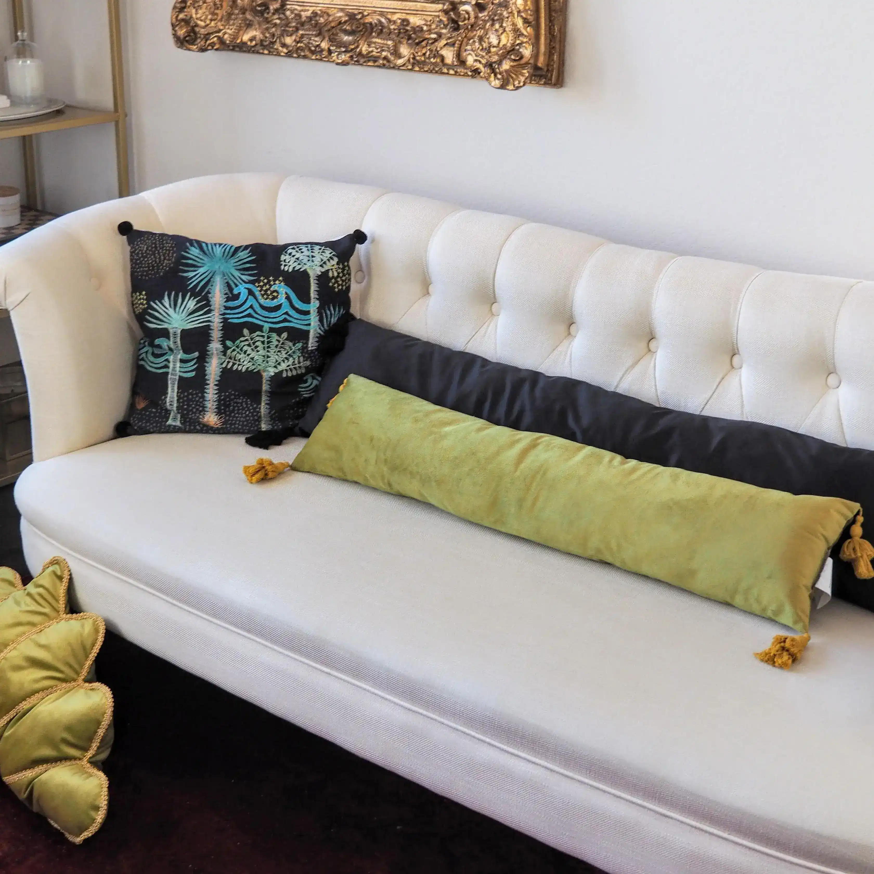 Extra Skinny Lumbar Pillow with Tassels - Perfect White - Image 8