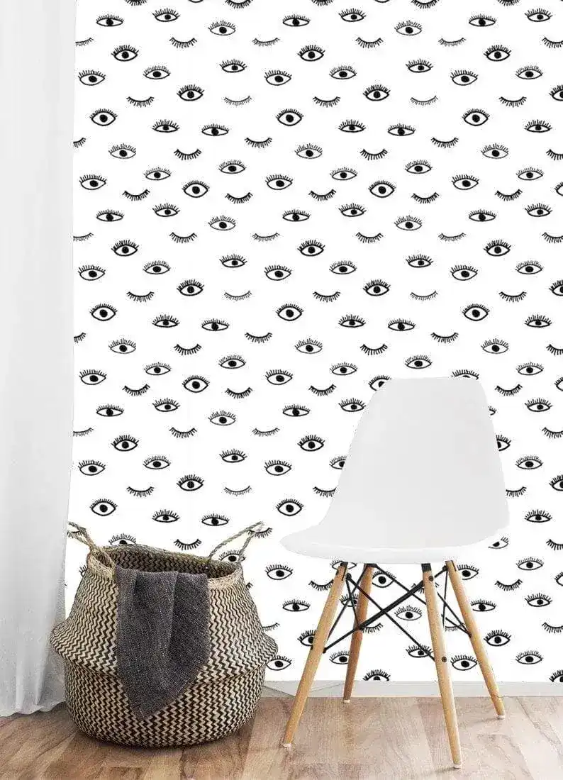 Eyes Minimalist Black and White Wall Paper - Image 7