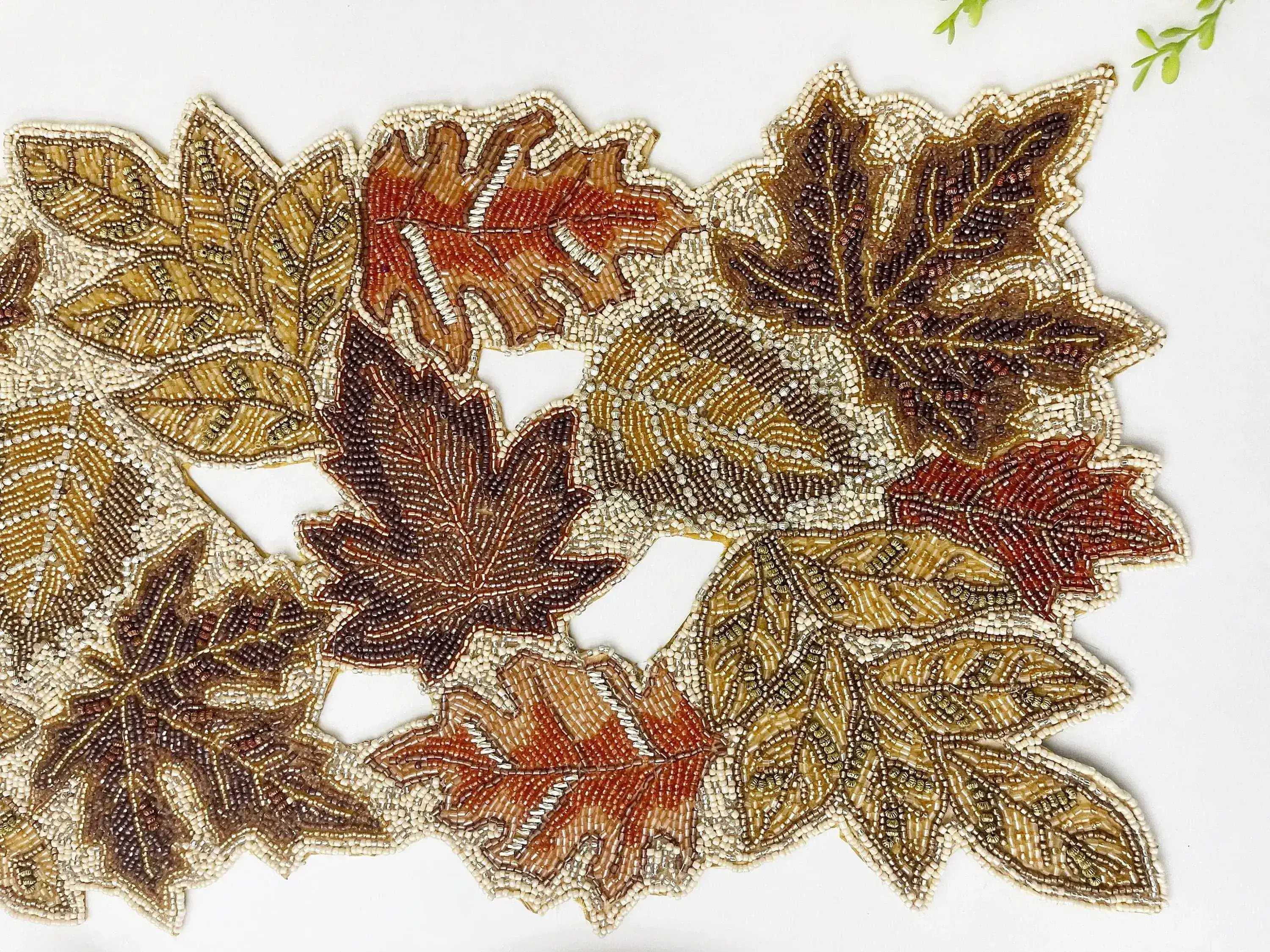 Fall Maple Leaf Beaded Table Runner - Image 3