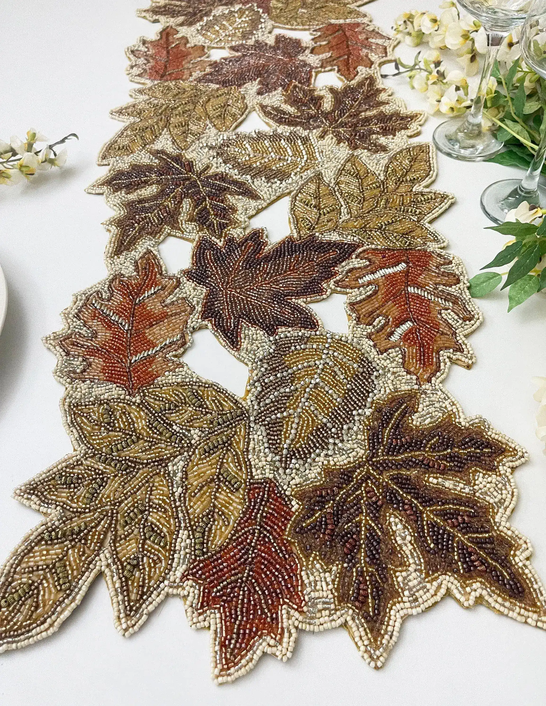 Fall Maple Leaf Beaded Table Runner - Image 4