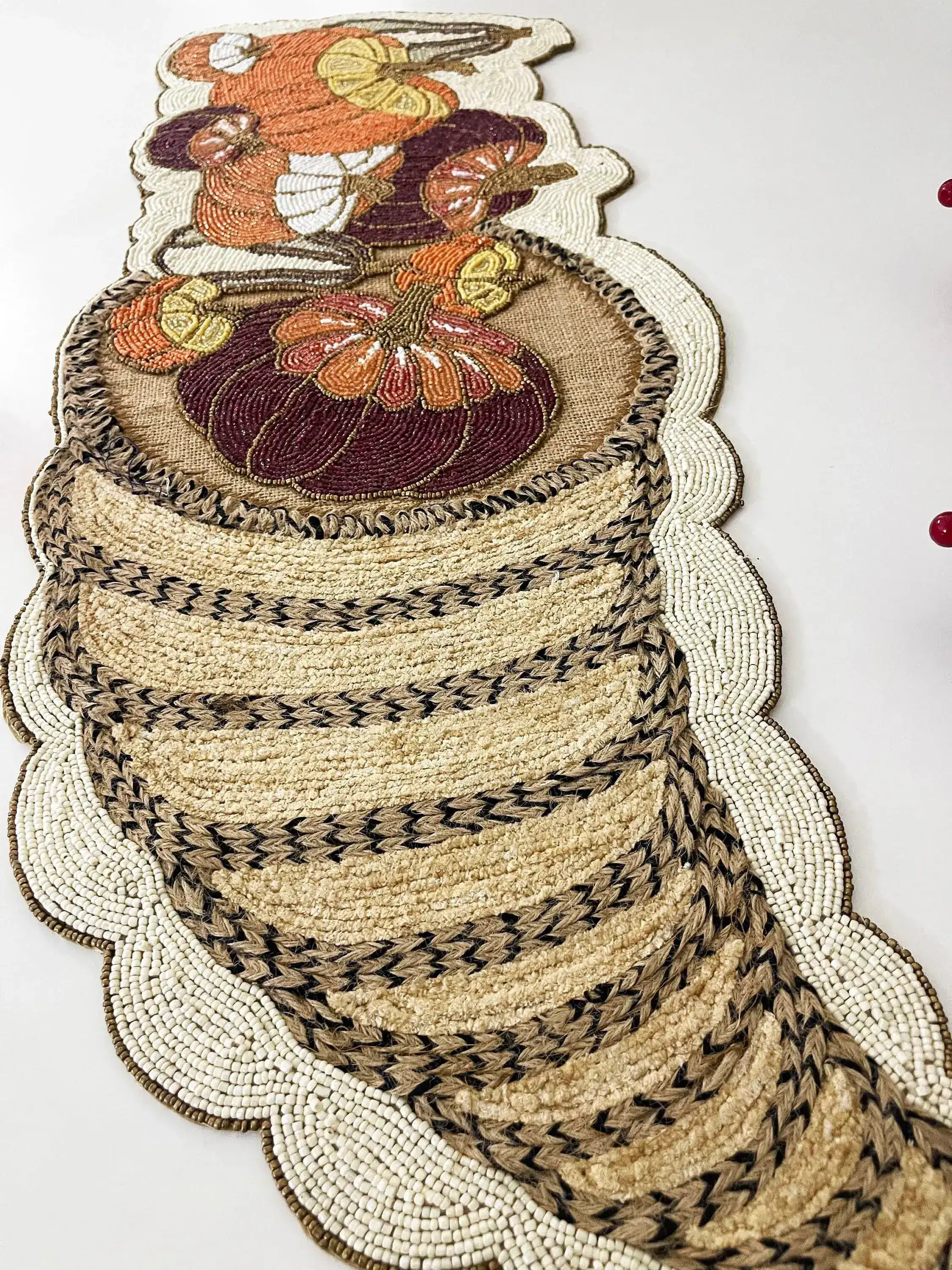 Fall Pumpkin Bead and Embroidery Table Runner - Image 6