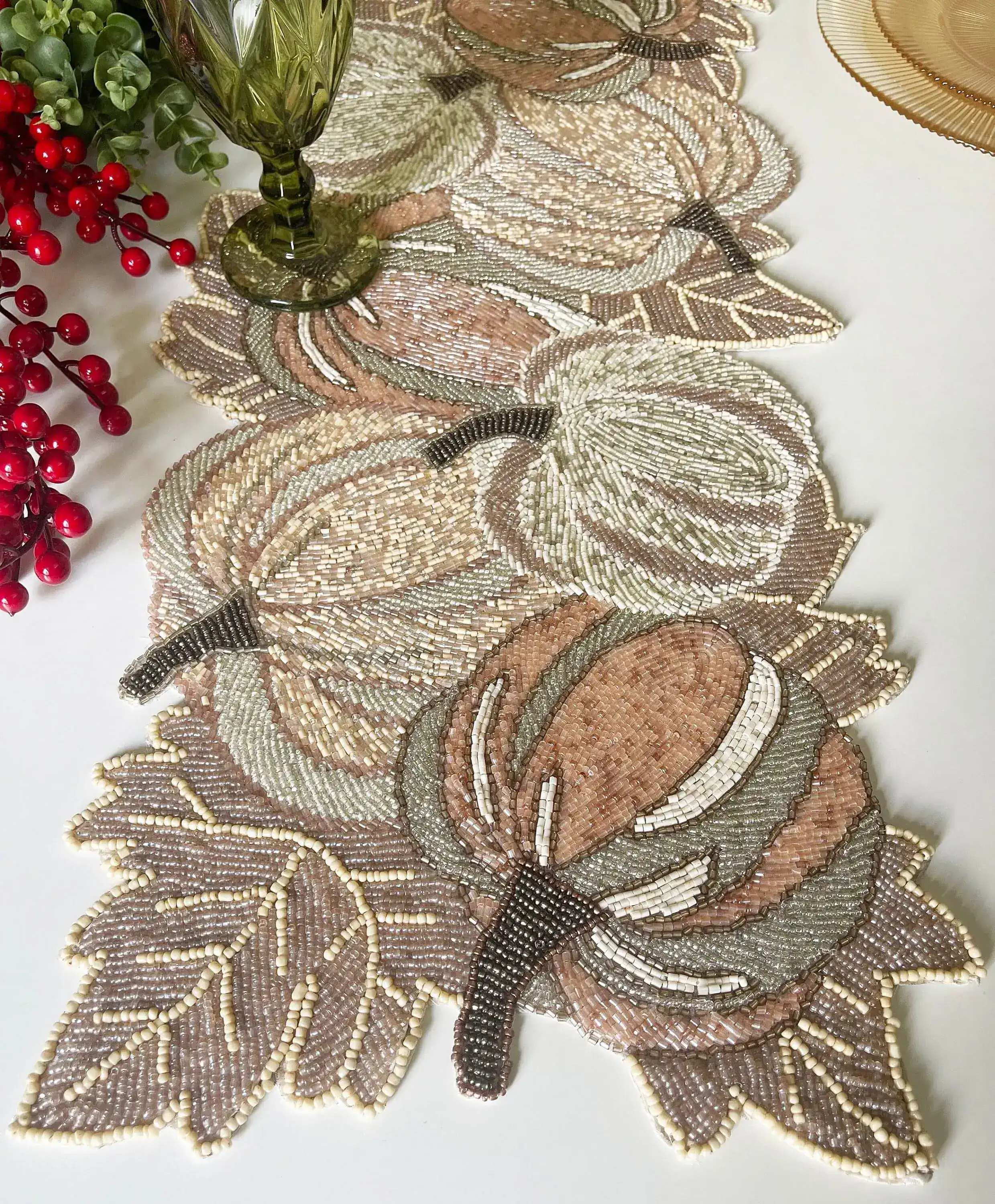 Fall Pumpkin Beaded Table Runner - Image 3