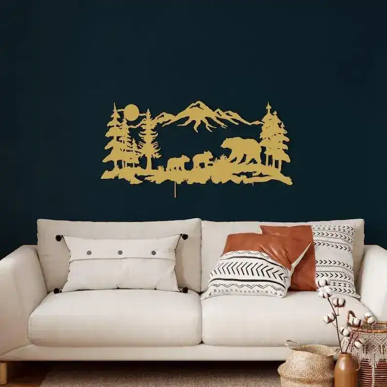 Family Bear in Nature Metal Wall Art - Image 5