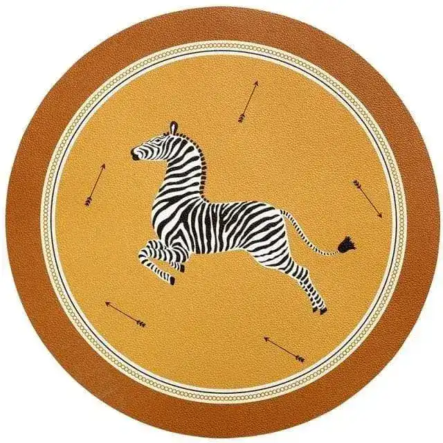 Faux Leather Printed Round Placemats - Image 3
