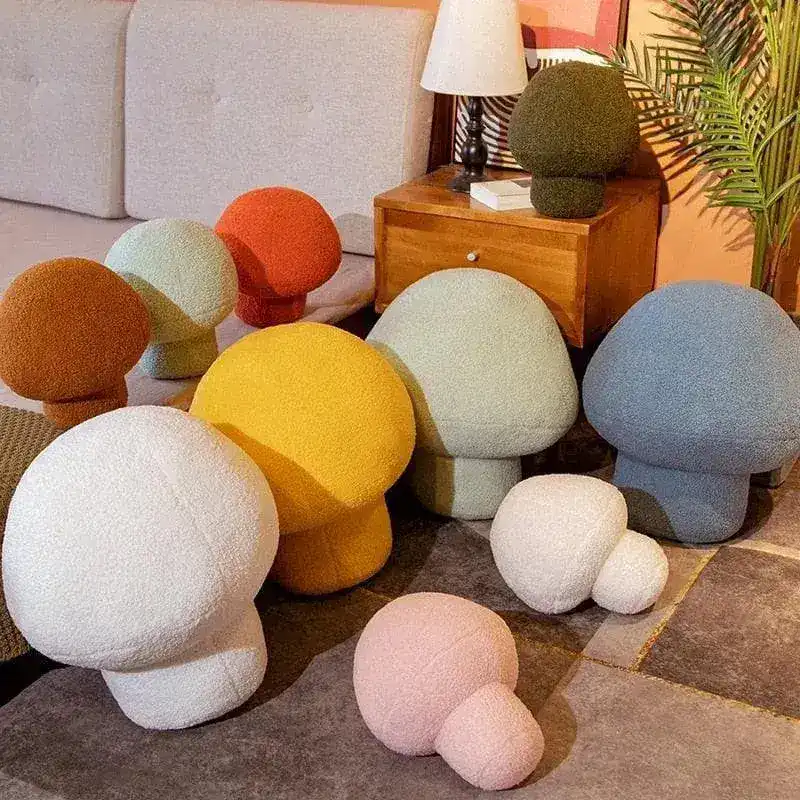 Faux Wool Mushroom Shaped Plush Accent Pillow - Image 2