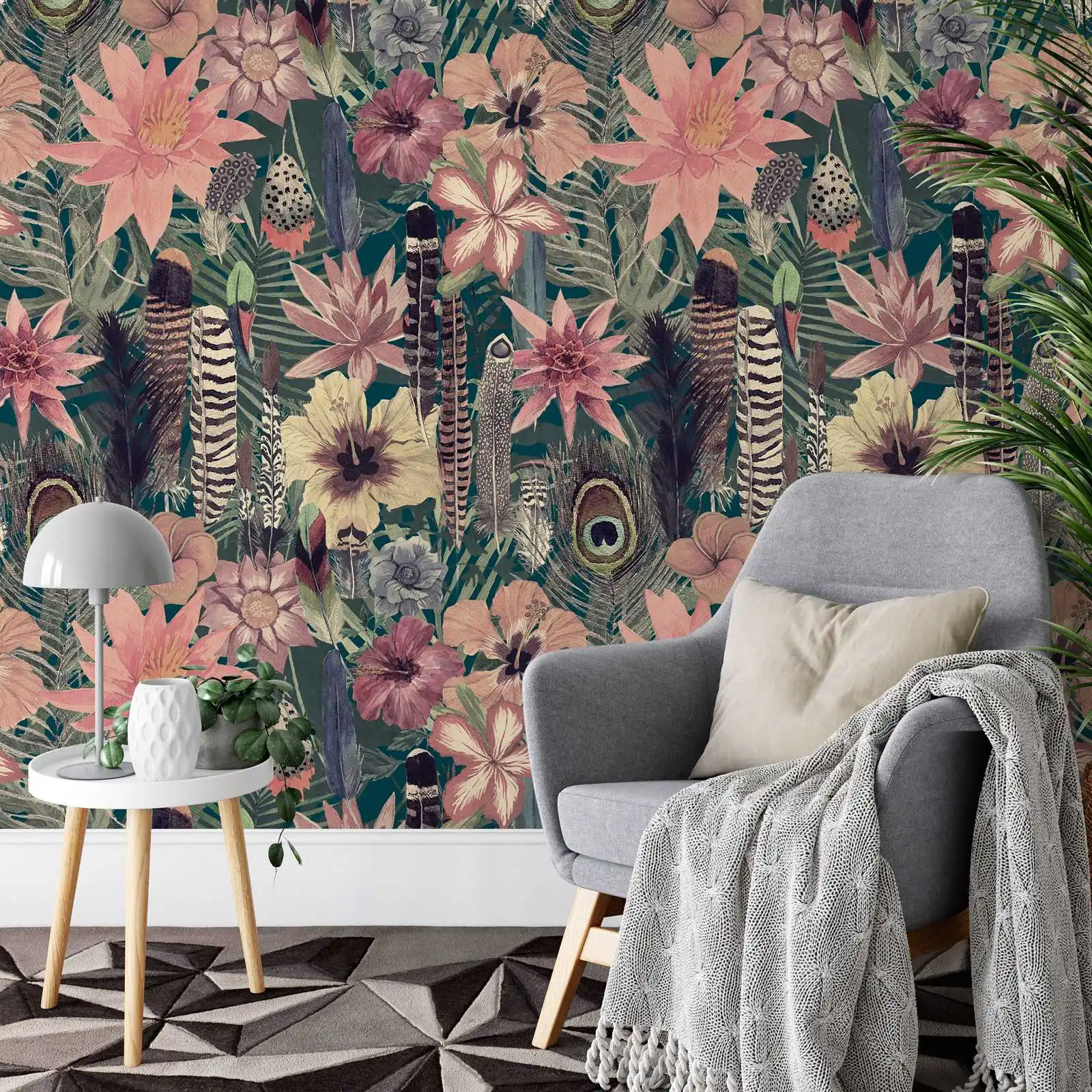 Feathers And Flowers Wallpaper - Image 3
