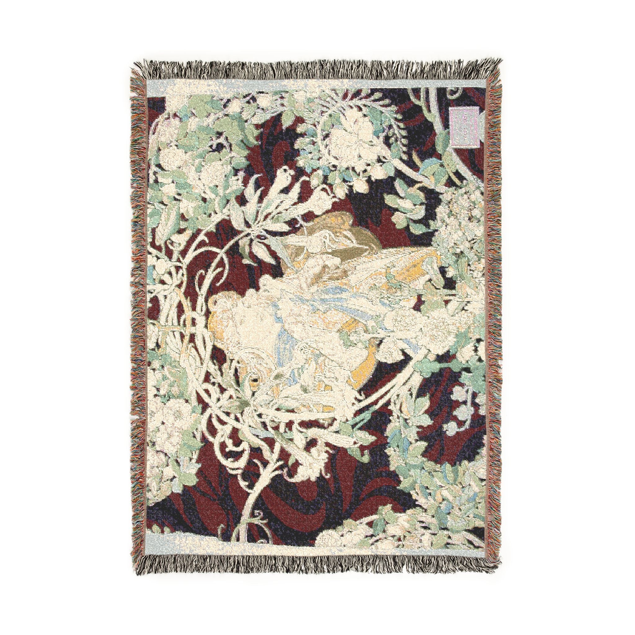 femme-a-marguerite-woman-with-daisy-alphonse-mucha | Woven Tapestry Blanket - Image 6