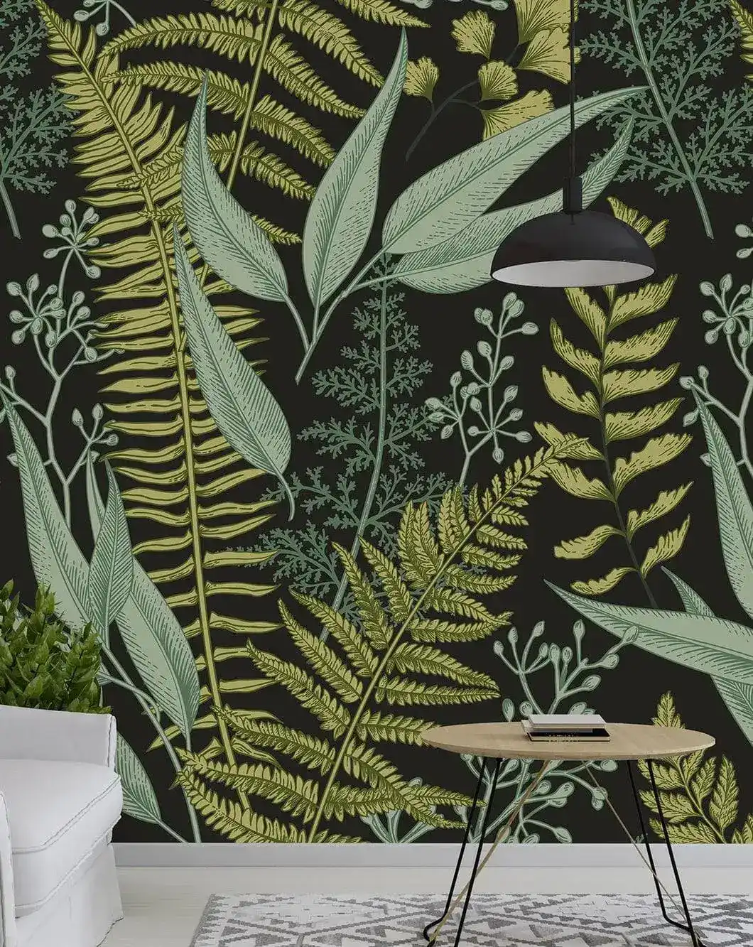 Fern Botanical Dark Greenery Photo Wall Mural - Image 4