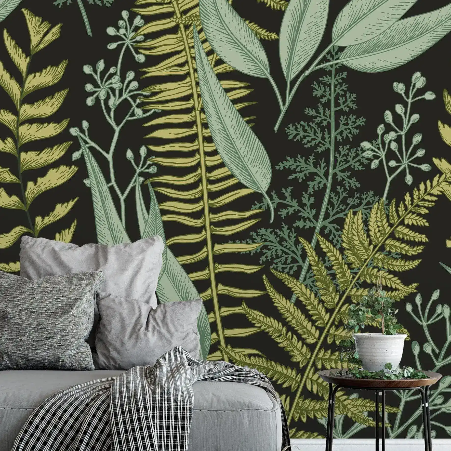 Fern Botanical Dark Greenery Photo Wall Mural - Image 5