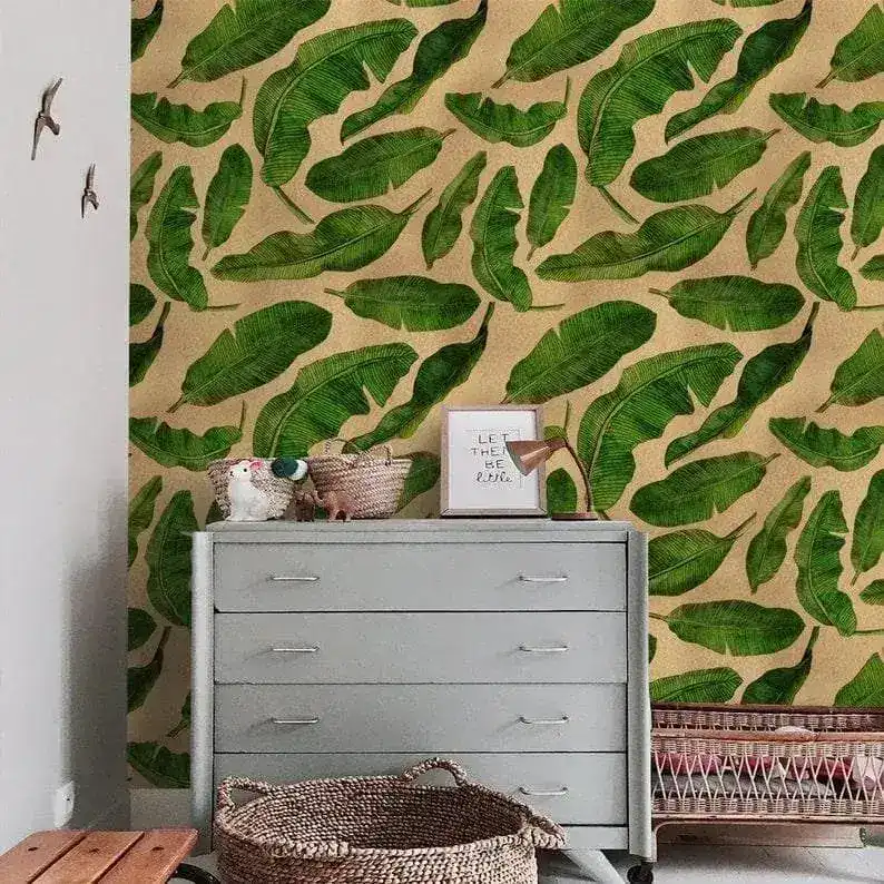 Floating Green Banana Leaves Wallpaper Mural - Image 6