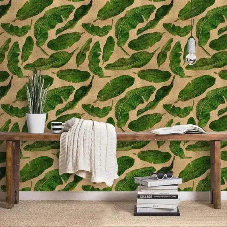 Floating Green Banana Leaves Wallpaper Mural - Image 7