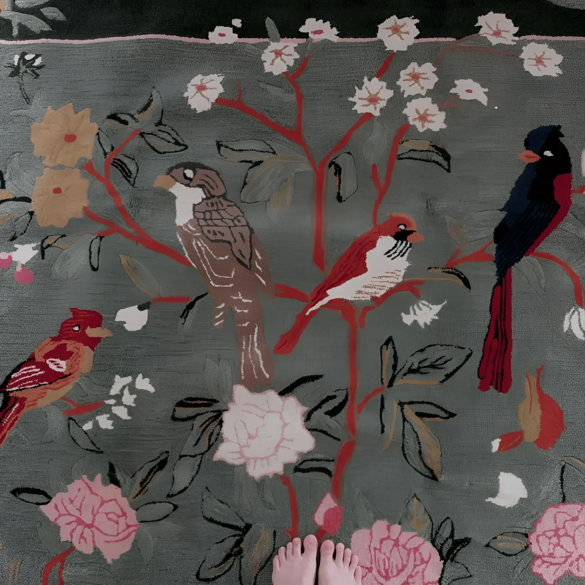 Flora & Fauna Square Hand Tufted Wool Rug 6' x 6' - Image 15