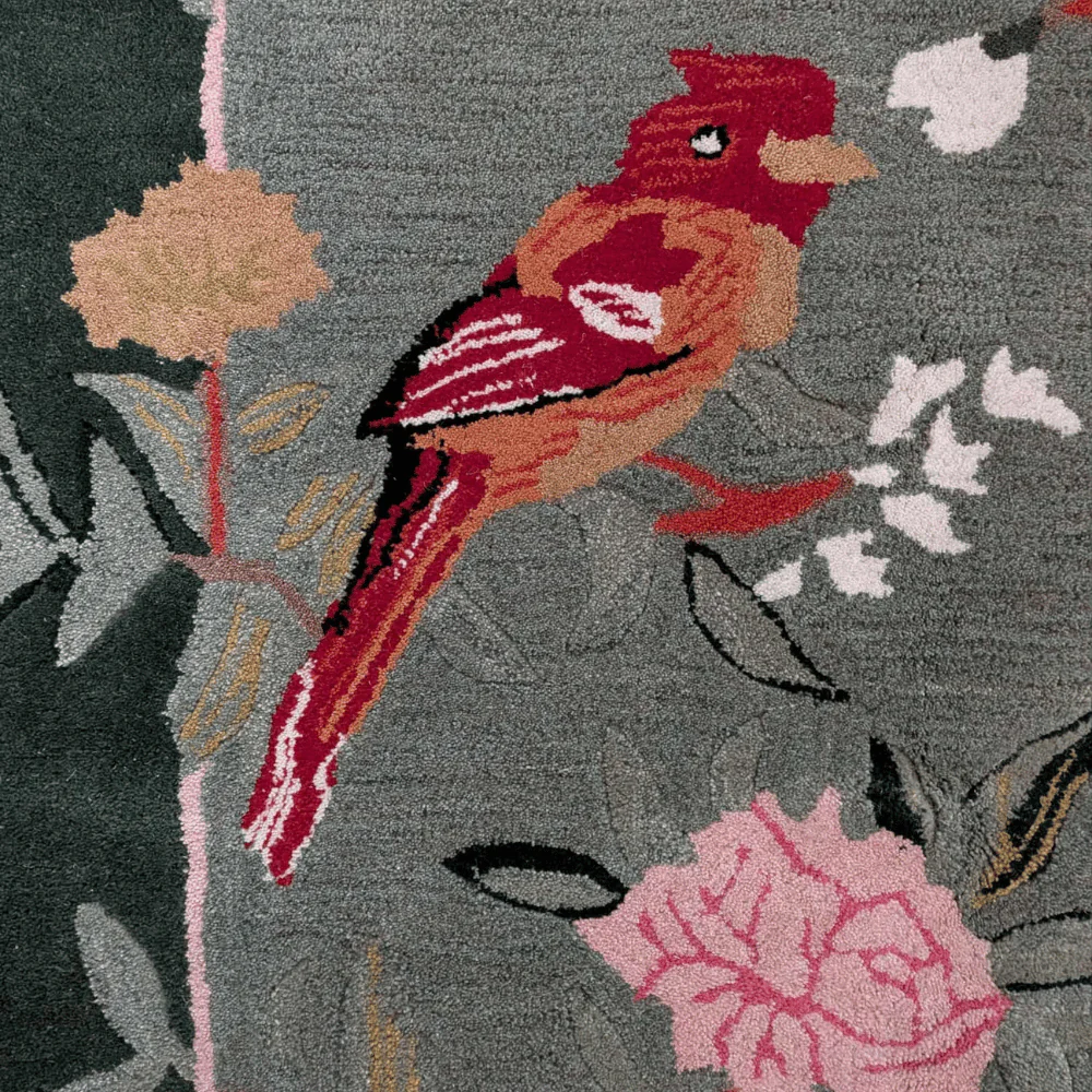 Flora & Fauna Square Hand Tufted Wool Rug 6' x 6' - Image 3