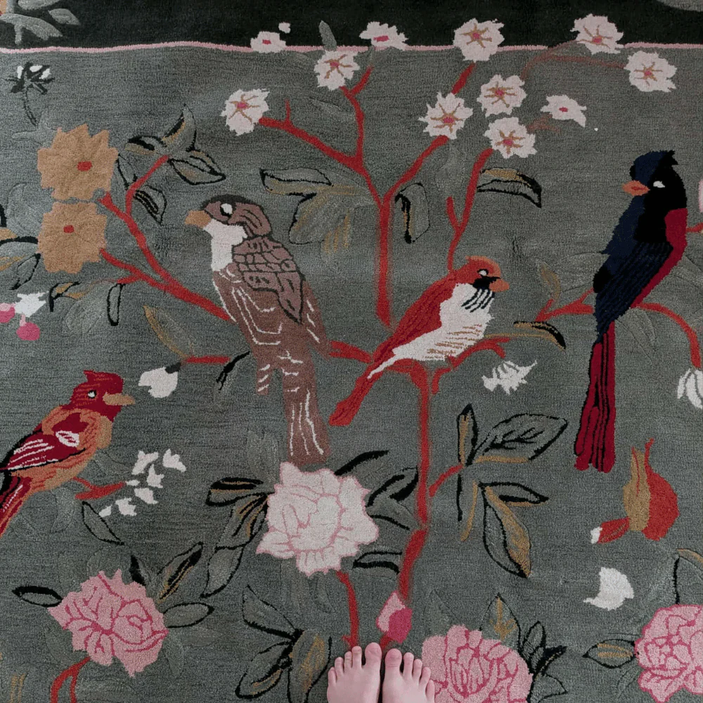 Flora & Fauna Square Hand Tufted Wool Rug 6' x 6' - Image 6
