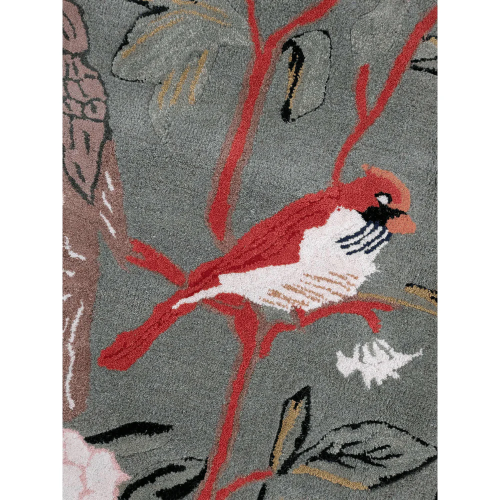 Flora & Fauna Square Hand Tufted Wool Rug 6' x 6' - Image 8