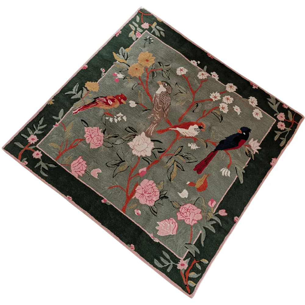 Flora & Fauna Square Hand Tufted Wool Rug 6' x 6' - Image 9