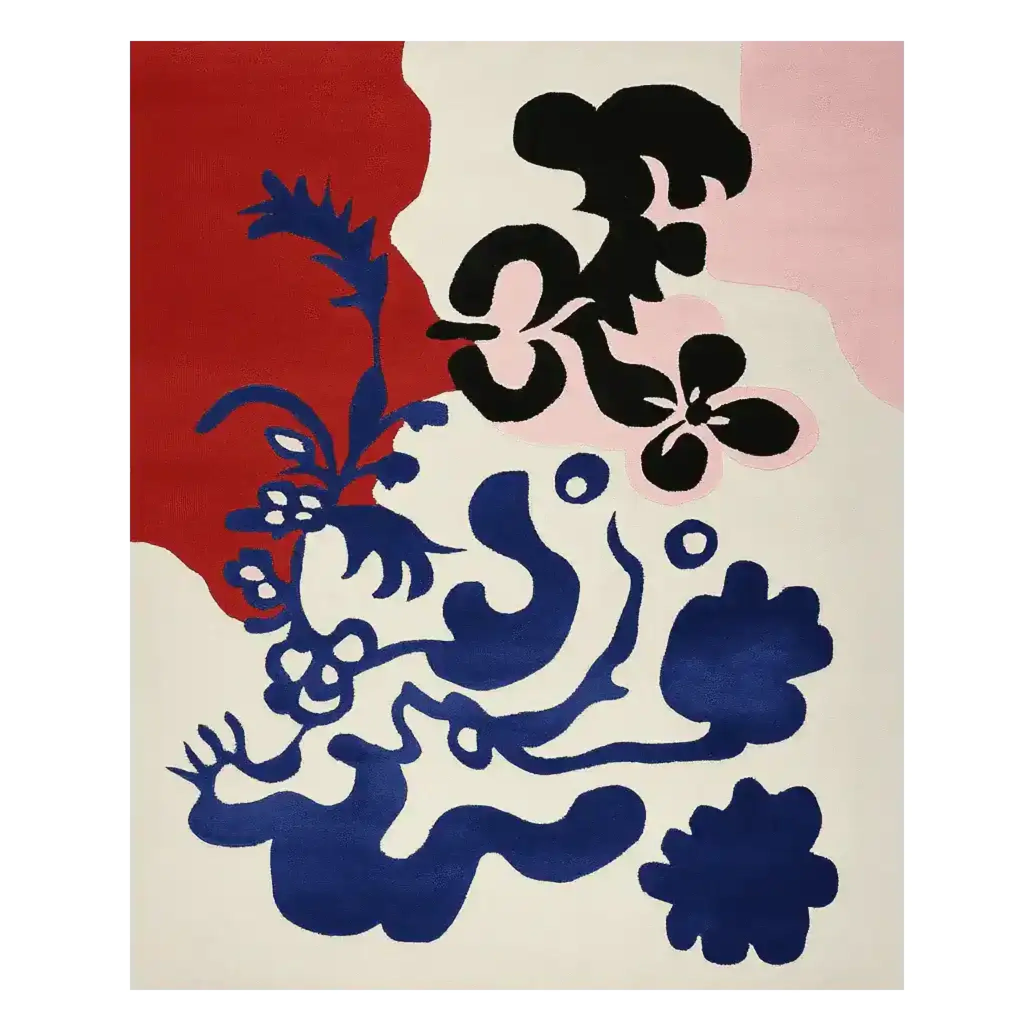 Floral Form Abstraction Hand Tufted Rug