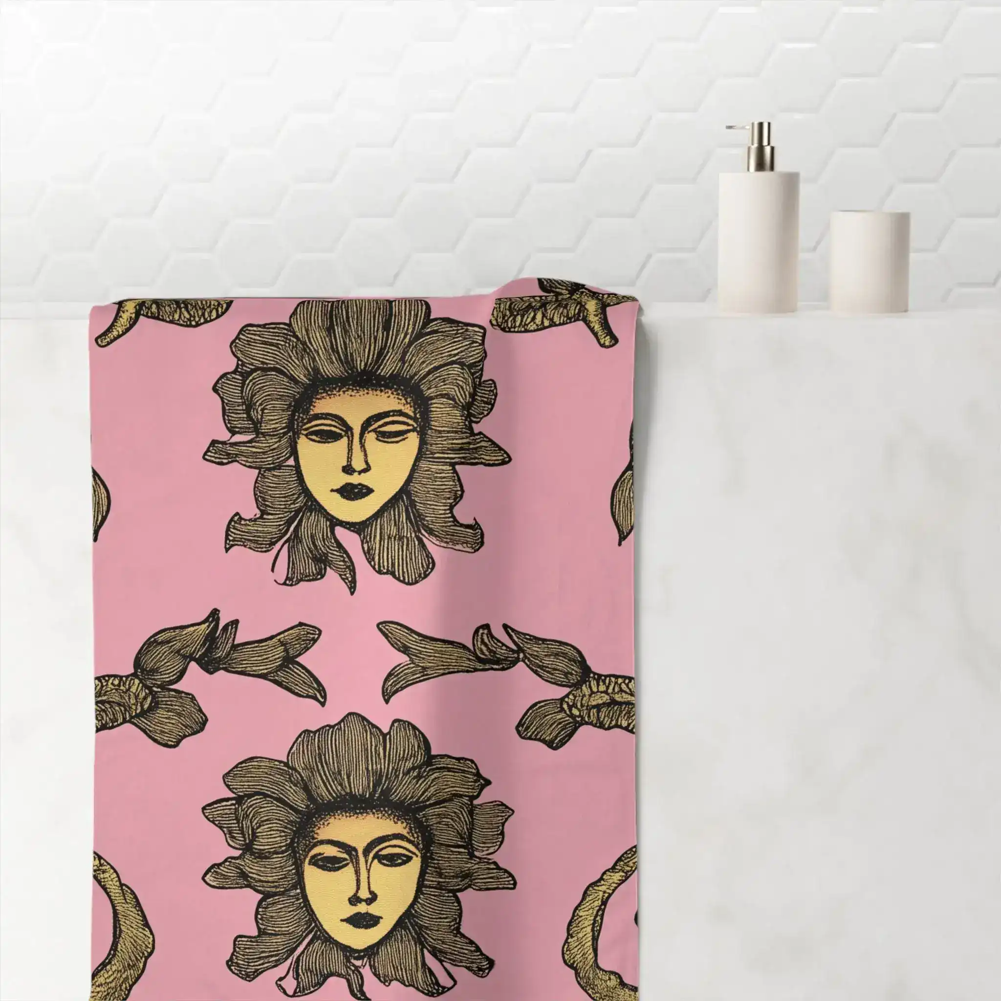 Floral Goddess Print Bath Towel - Image 4