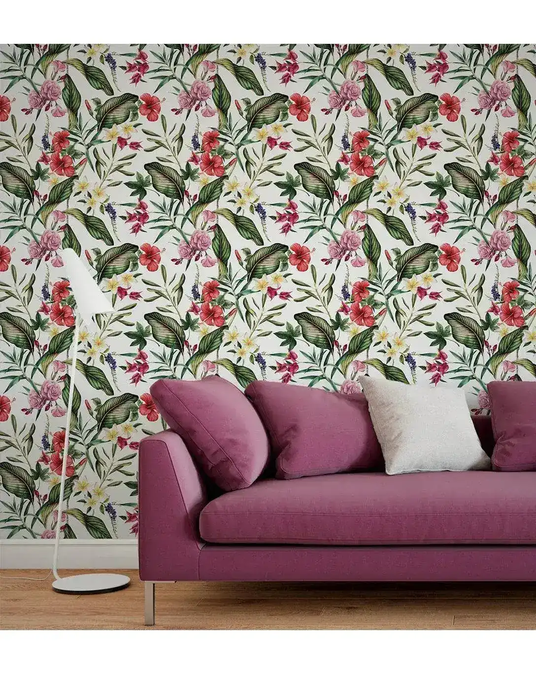 Floral Hibiscus Roses and Greenery Wallpaper - Image 2