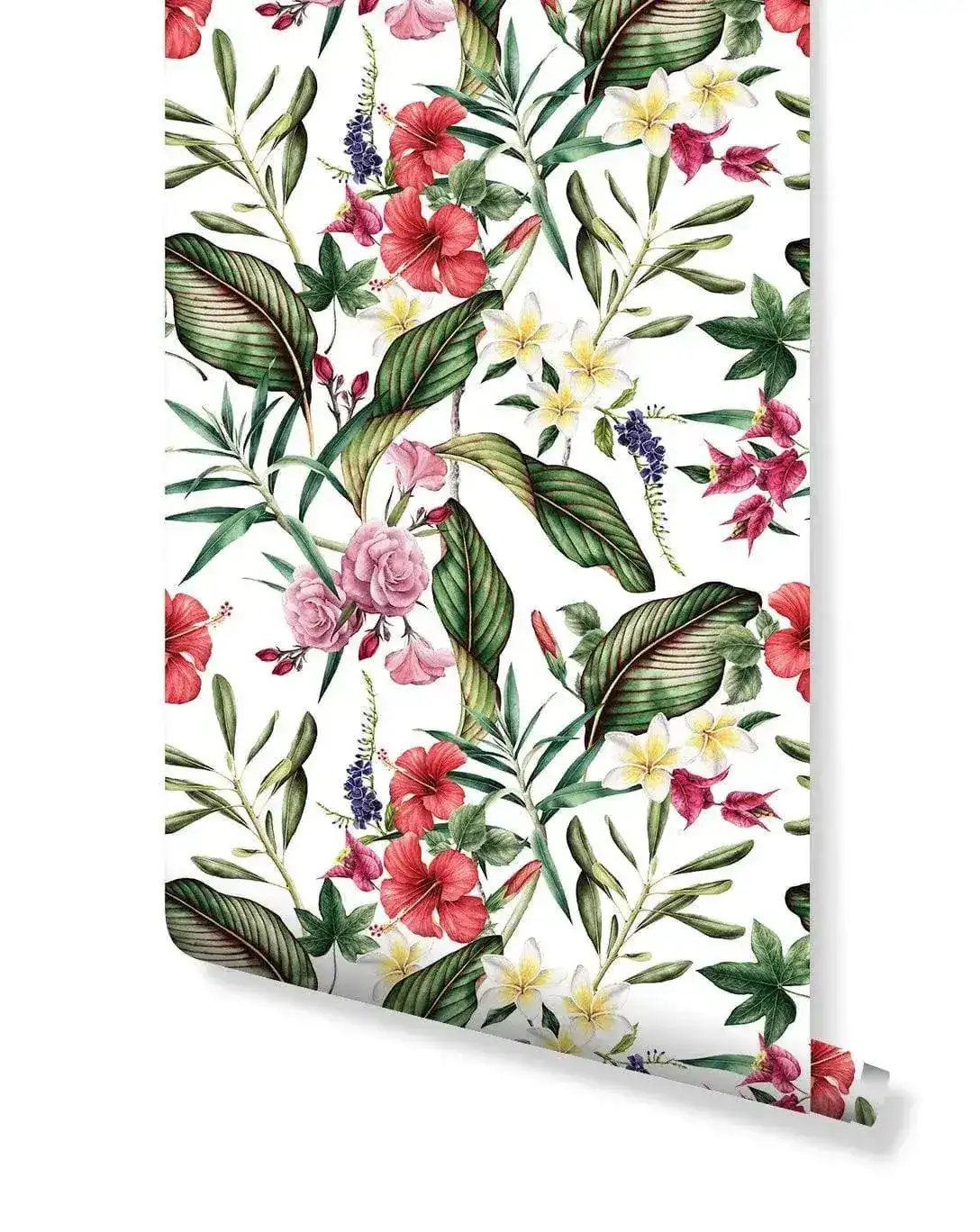 Floral Hibiscus Roses and Greenery Wallpaper - Image 3