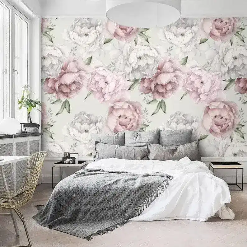 Floral Oversized Peony Watercolor Wallpaper - Image 4