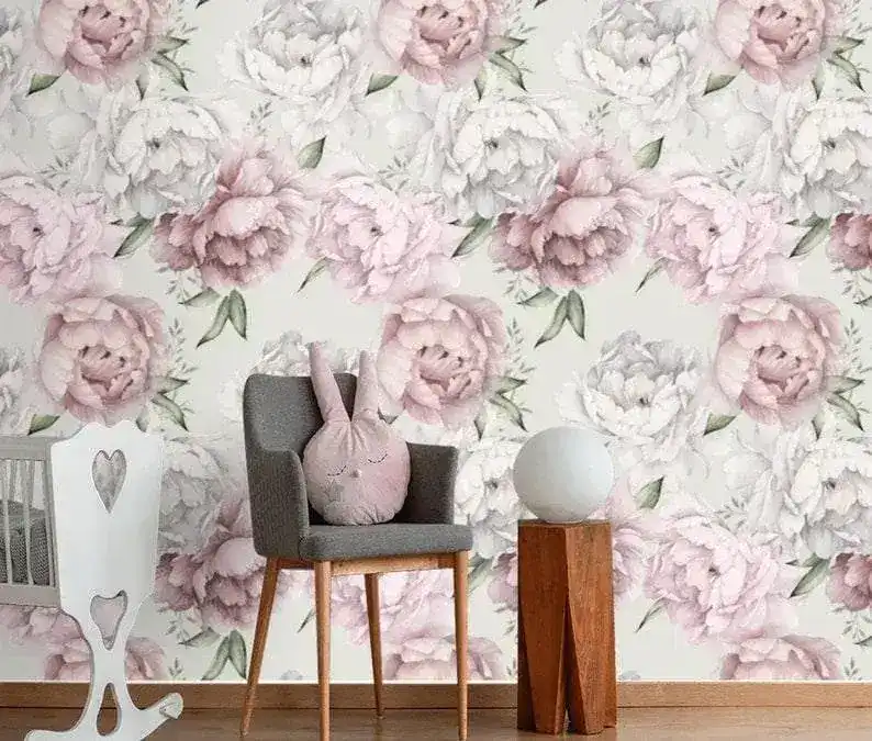 Floral Oversized Peony Watercolor Wallpaper - Image 7