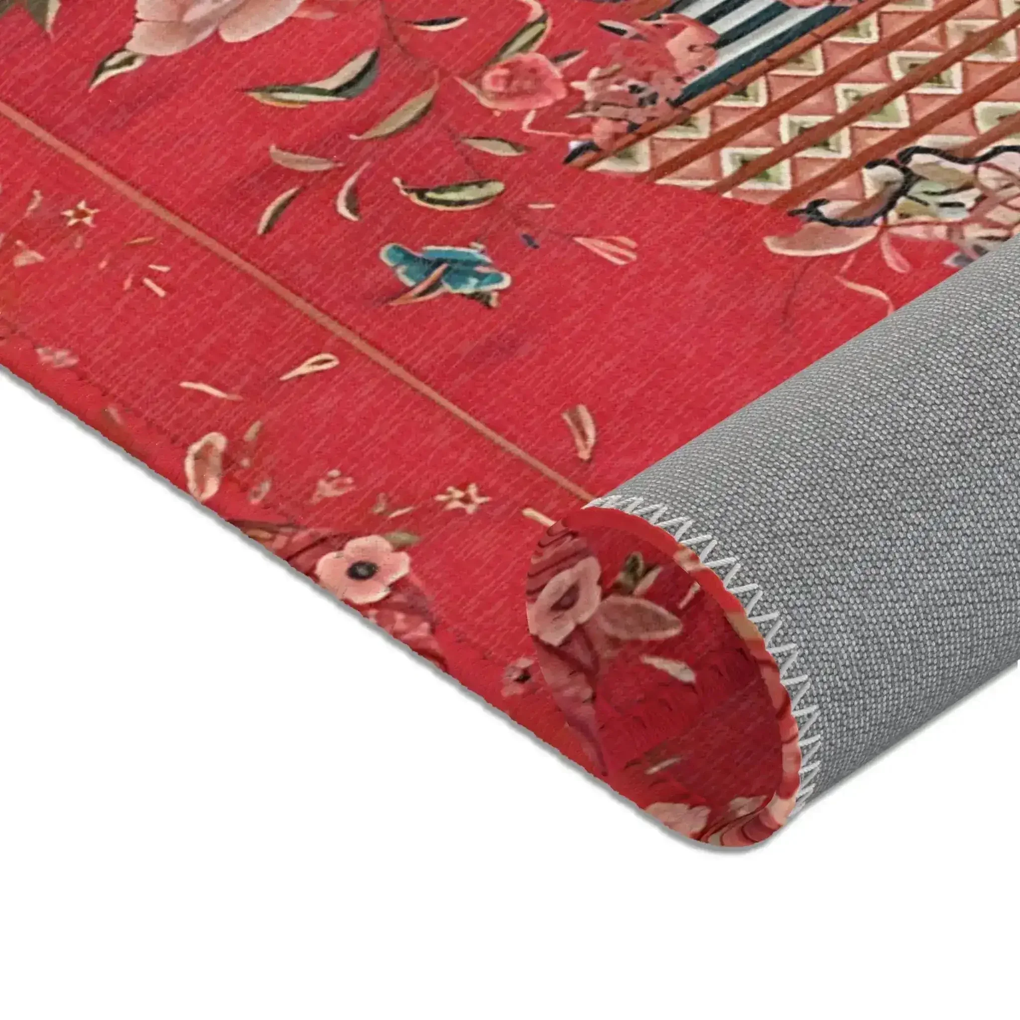 Floral Vase on Crimson Red Accent Rug - Image 7