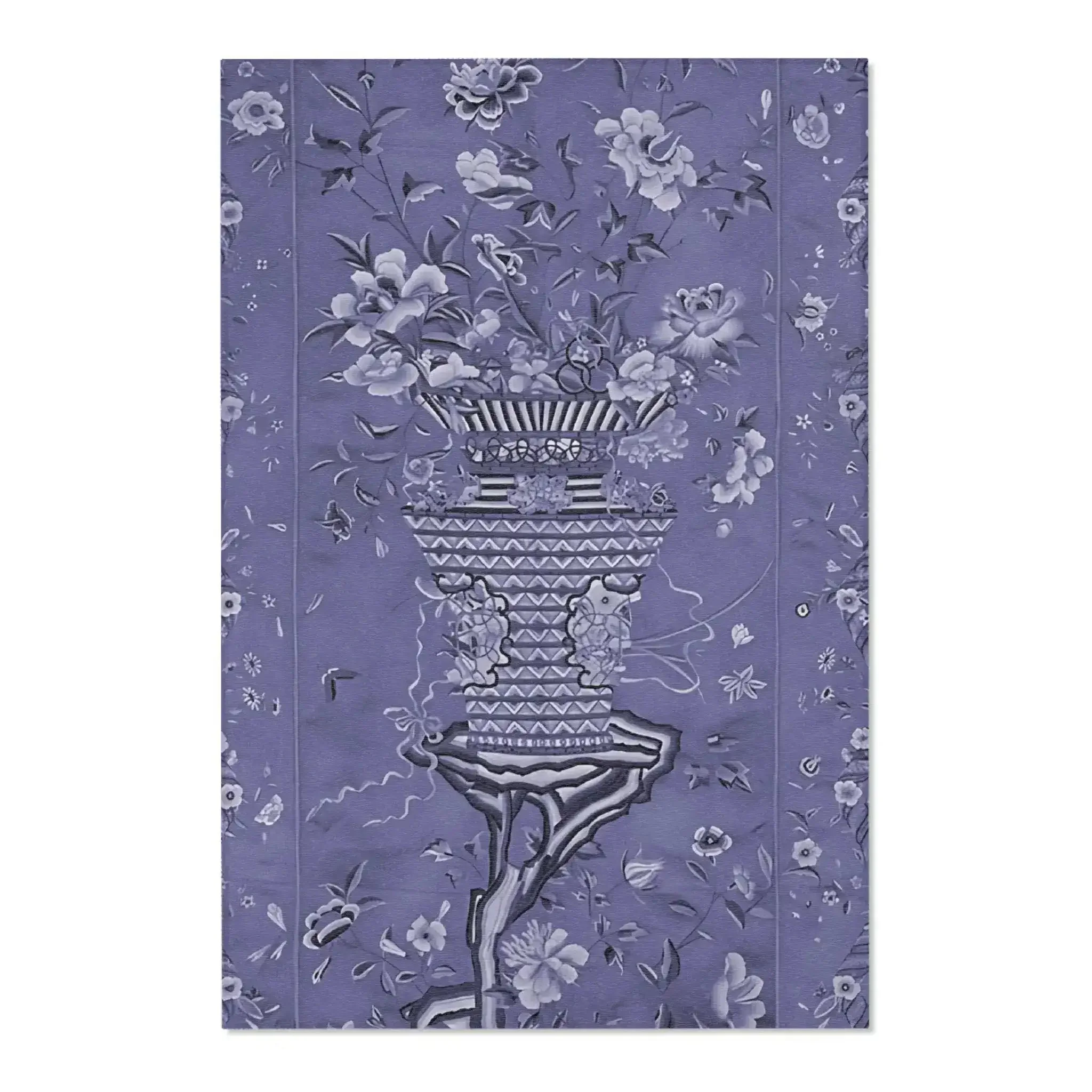 Floral Vase on Lavender Blue Accent Rug - Image 3