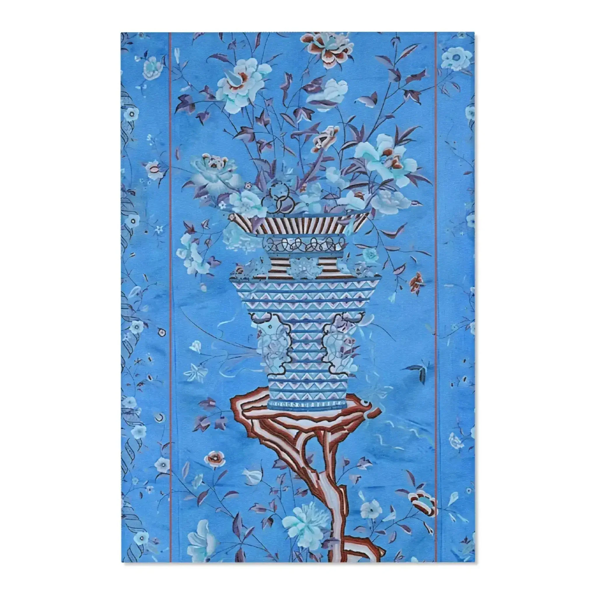 Floral Vase on Sky Blue Accent Rug - Image 3