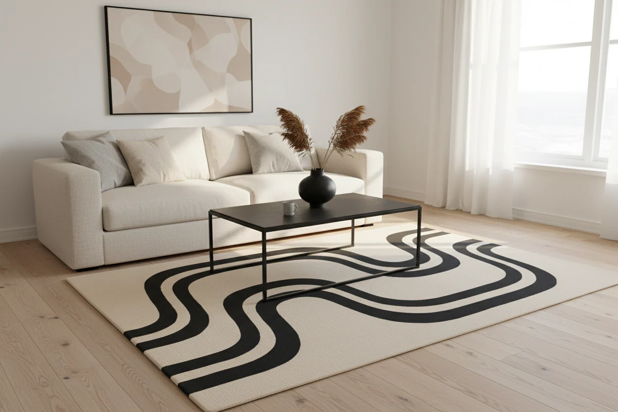 Flow Lines Hand Tufted Wool Rug - Image 3