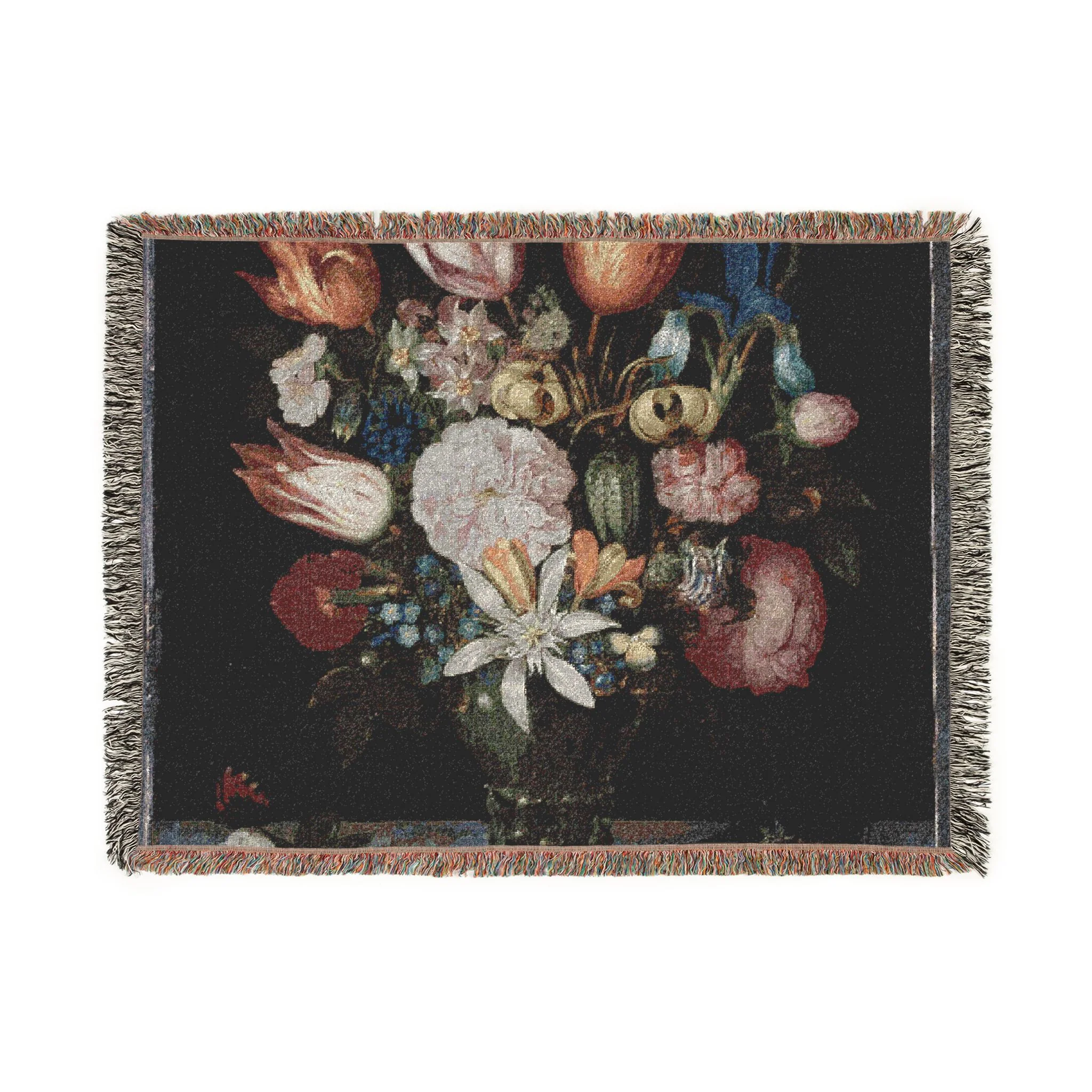 flowers-in-a-glass-a-bosschaert-style | Woven Tapestry Blanket - Image 10