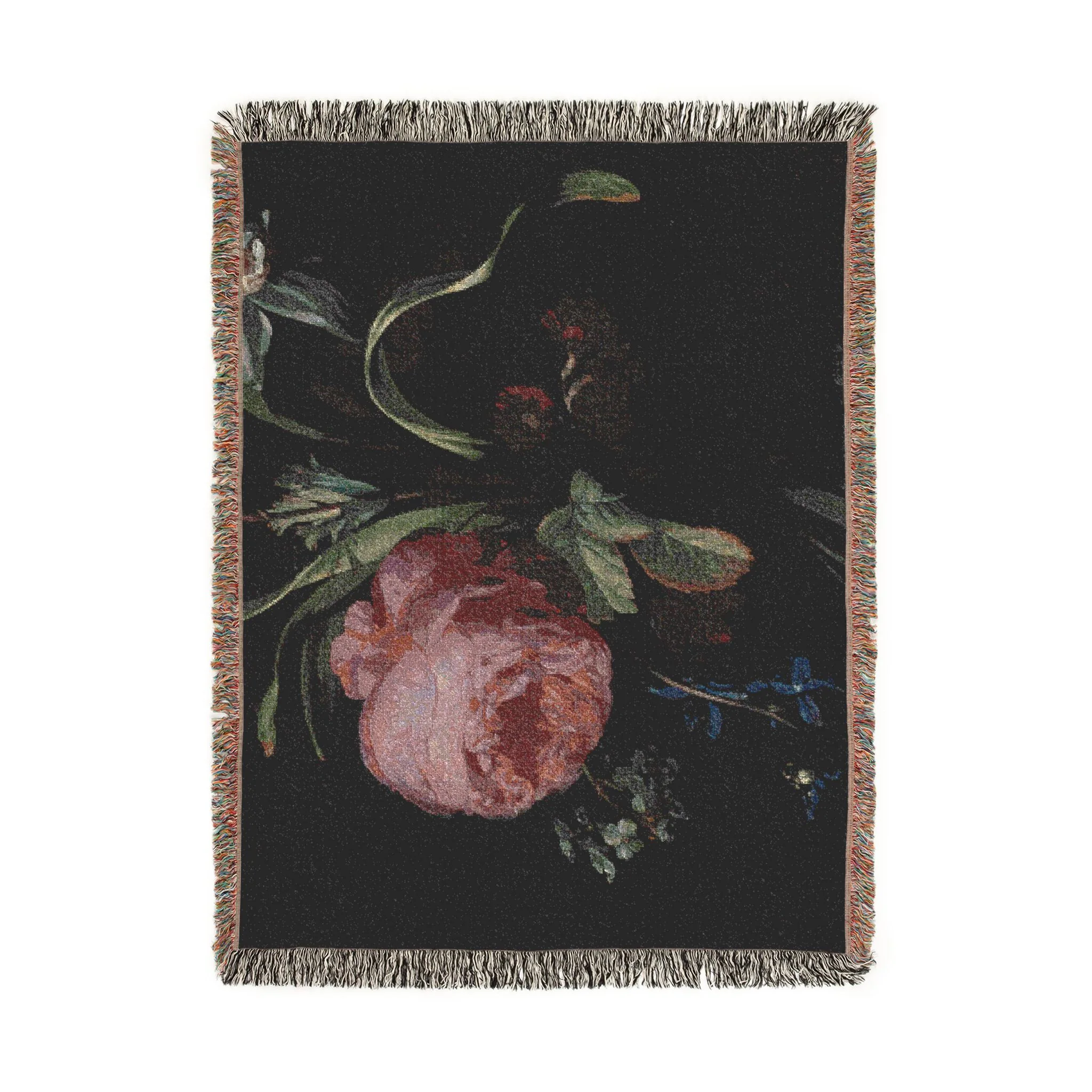 flowers-in-a-vase-dutch-school | Woven Tapestry Blanket - Image 11