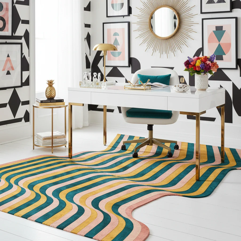 Flowing Illusion Hand Tufted Wool Rug - Rainbow - Image 2