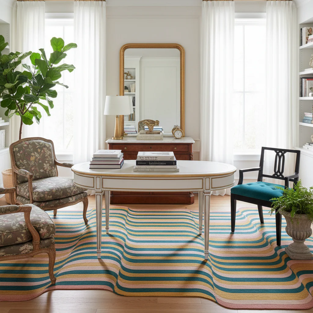 Flowing Illusion Hand Tufted Wool Rug - Rainbow - Image 4