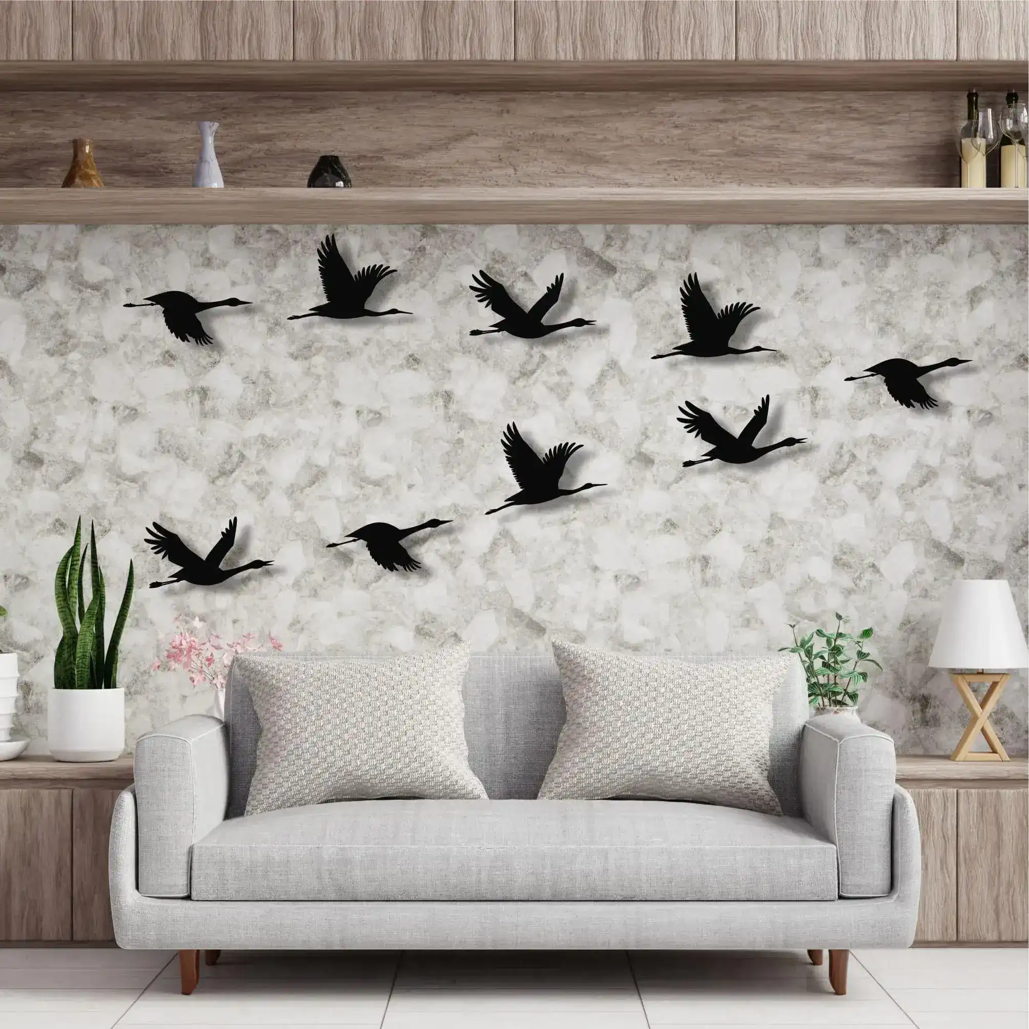 Flying Flock of Cranes Metal Wall Art - Image 4