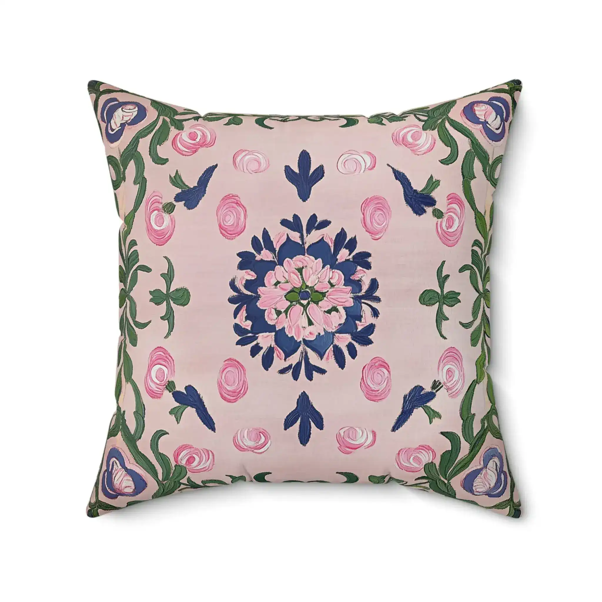 Folk Garden Medallion Throw Pillow - Image 5
