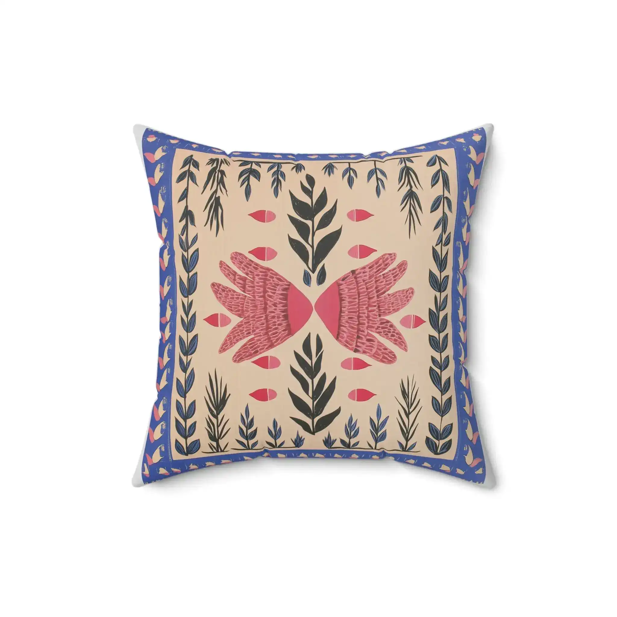 Folk Wings & Foliage Throw Pillow - Image 4