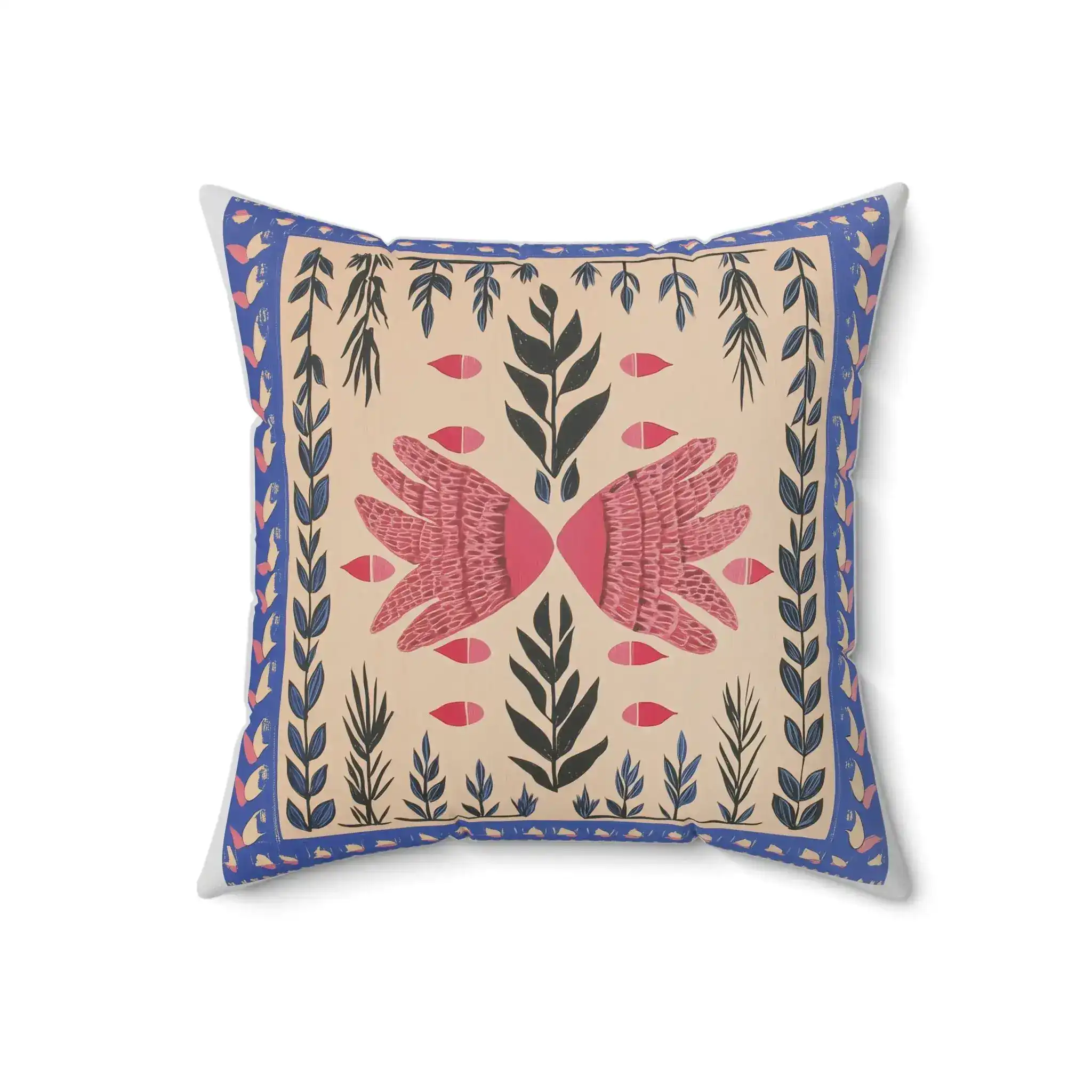 Folk Wings & Foliage Throw Pillow - Image 5