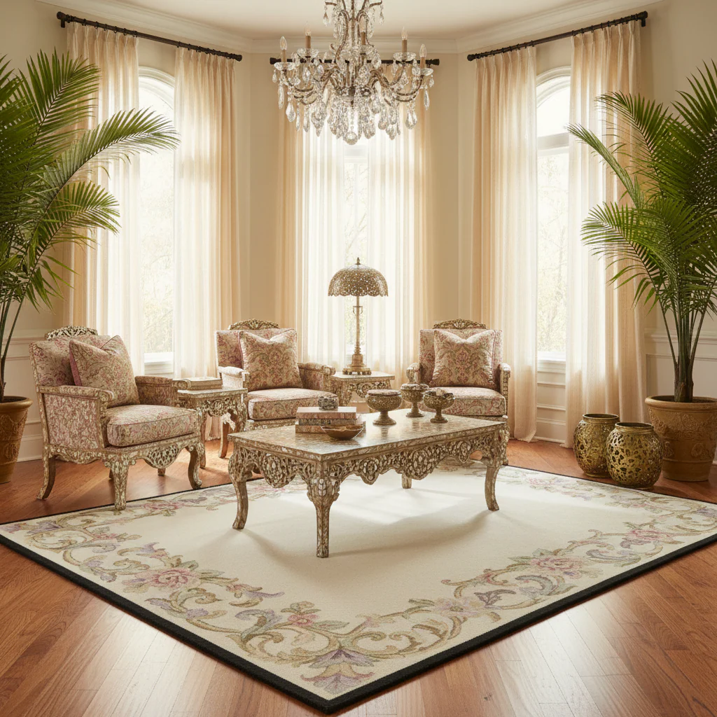 For Love of Roses Hand Tufted Wool Rug - Image 3