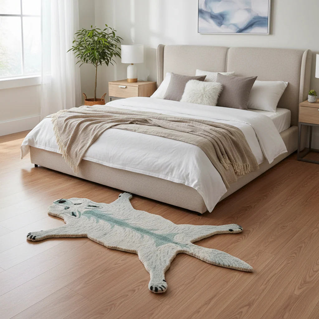 Fox Shaped Accent Hand Tufted Wool Rug - Image 2