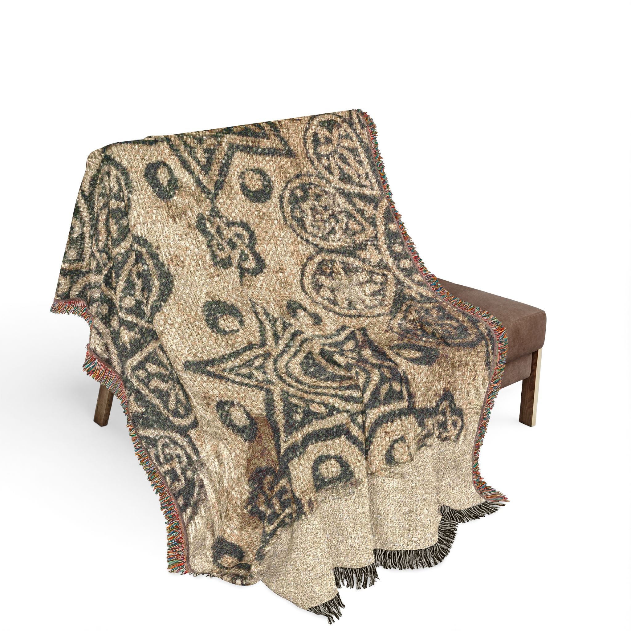 Fragment of a Woodblock Print on Linen Woven Throw Blanket - Image 2