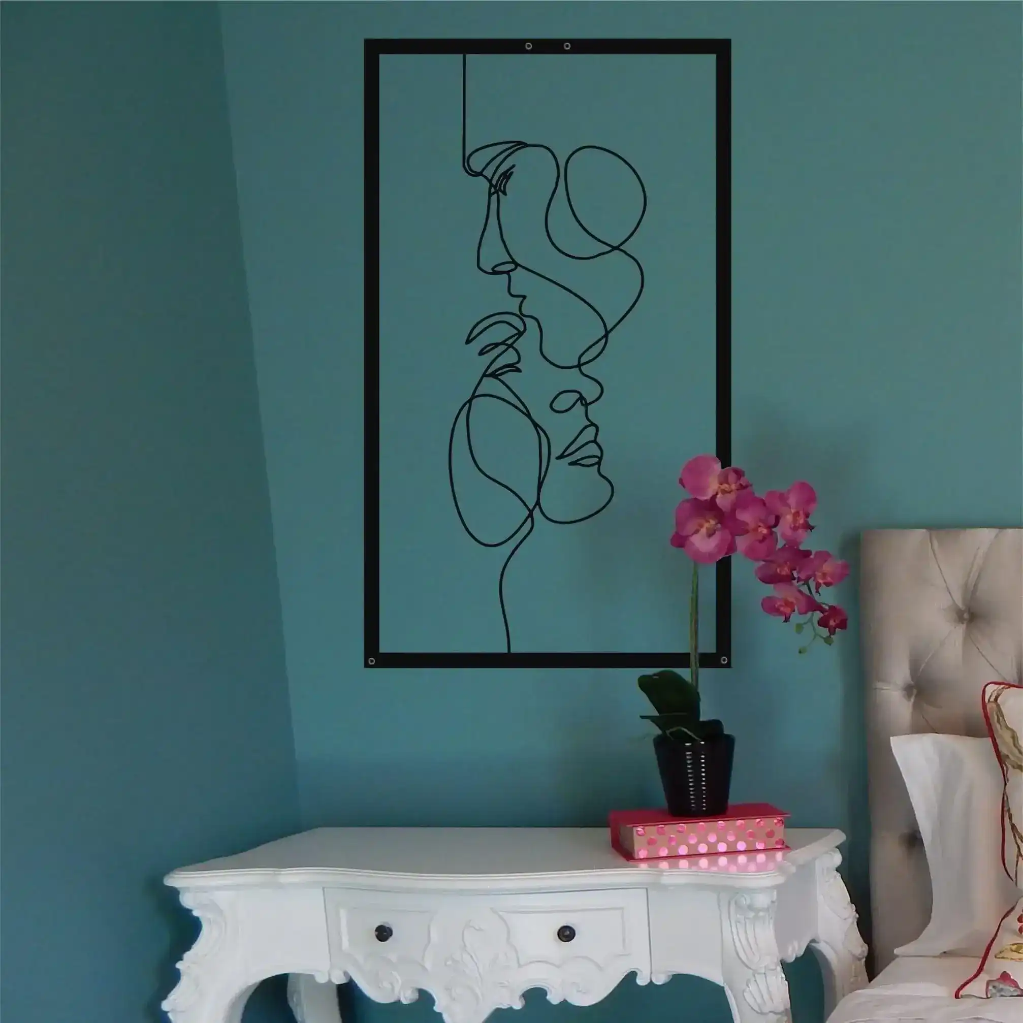 Frame Couple Faces Minimalist Metal Wall Art - Image 2