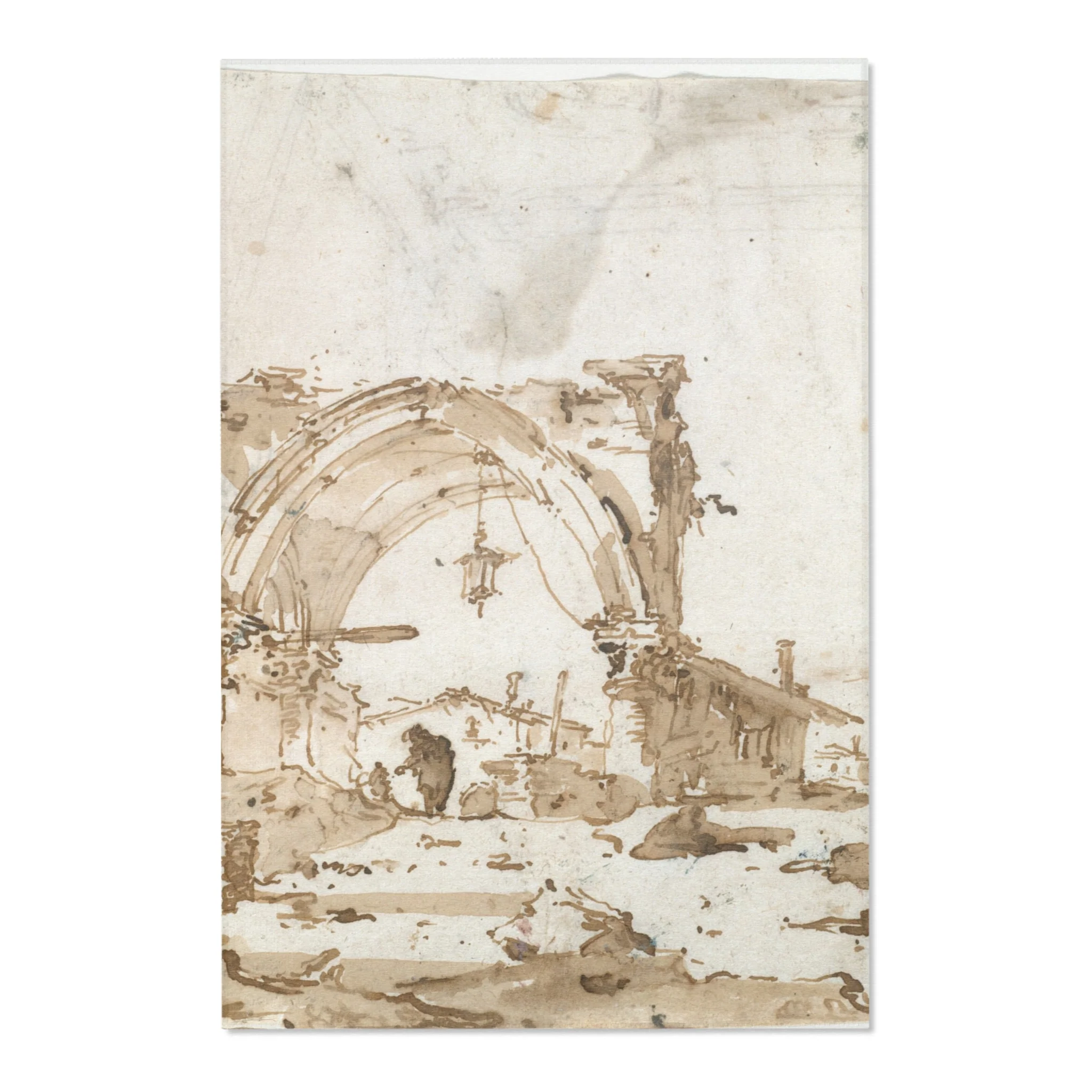 Francesco Guardi - A Capriccio with a Ruined Gothic Arch | Area Rug - Image 3