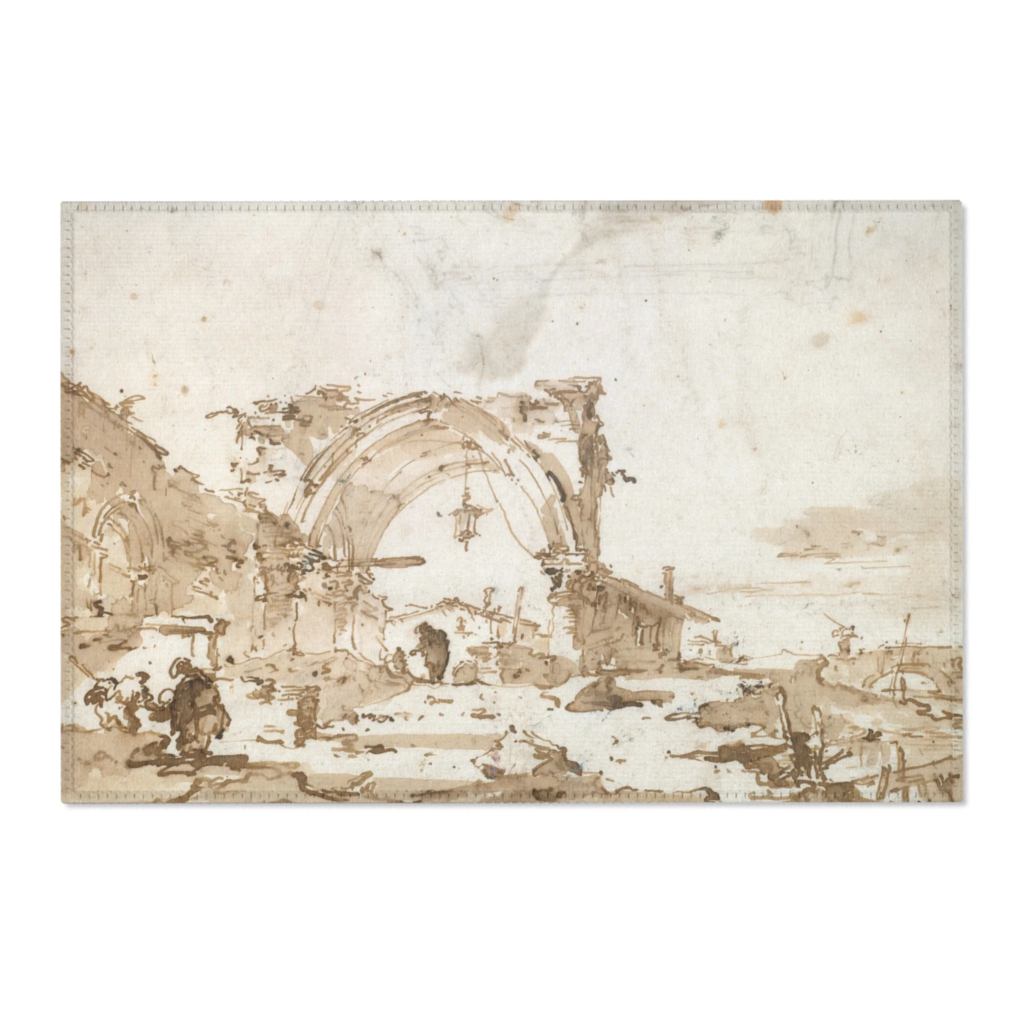 Francesco Guardi - A Capriccio with a Ruined Gothic Arch | Area Rug - Image 4