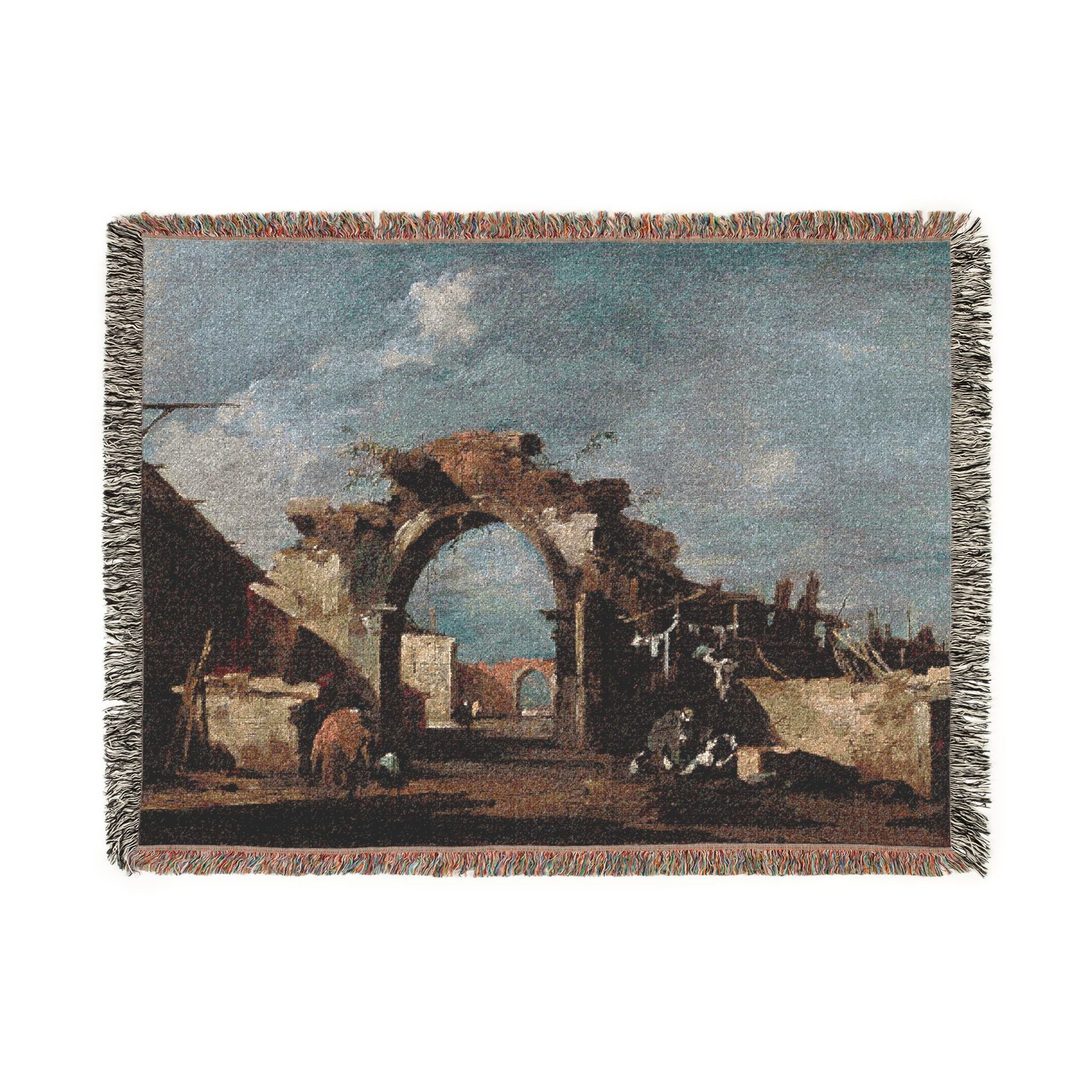 Francesco Guardi - Ruined Archway | Woven Tapestry Blanket - Image 10